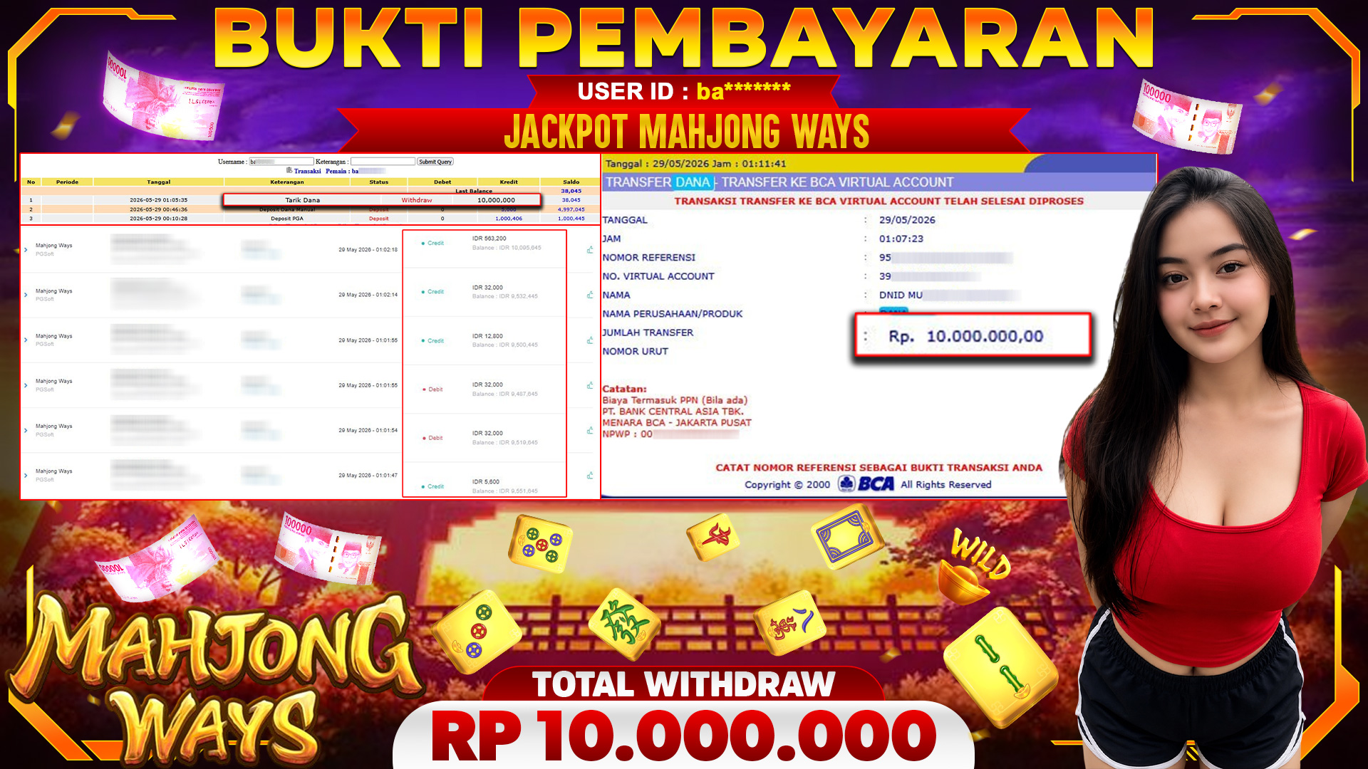 🏆 SELAMAT KEPADA PEMENANG JACKPOT DI Mahjong Ways - PGSoft 10,000,000🏆