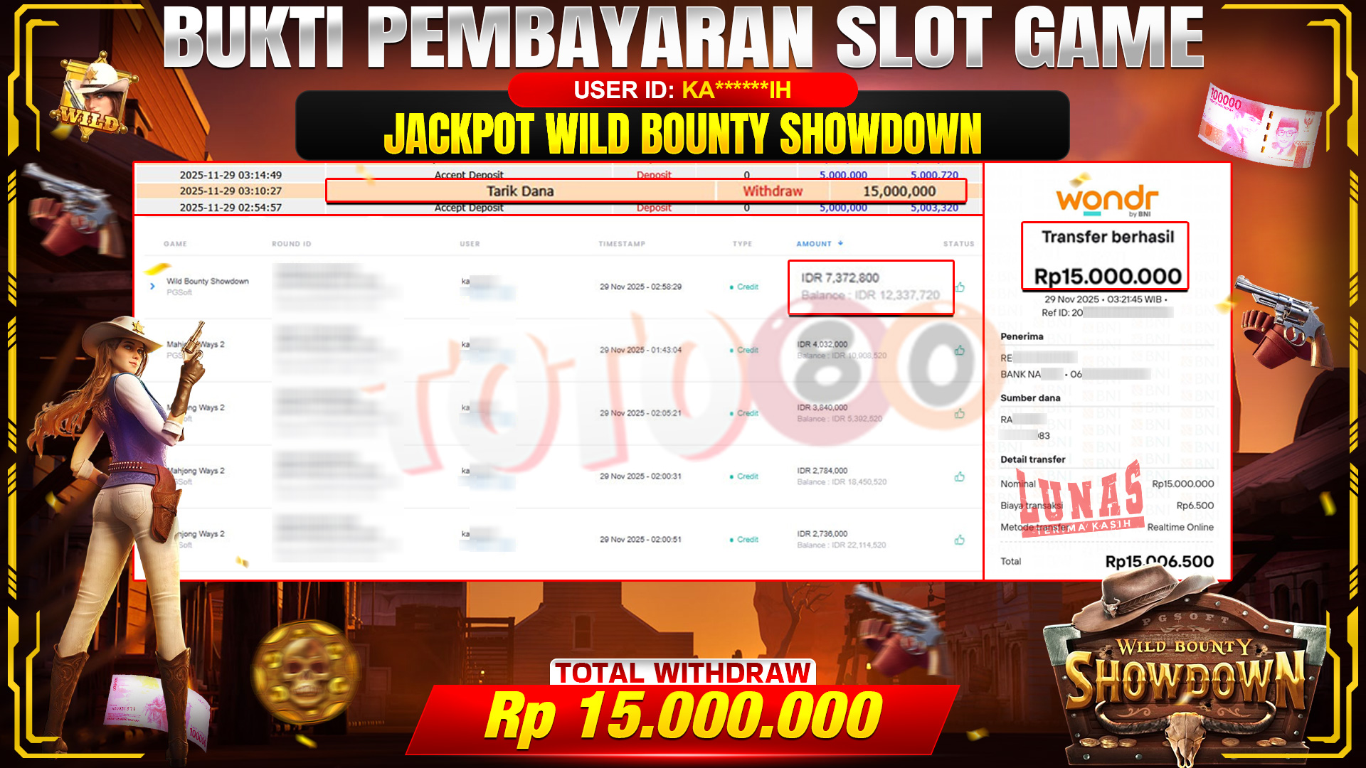 🎉 TOTO80 – JACKPOT SLOT WILD BOUNTY SHOWDOWN RP.15.000.000,- TELAH DIBAYARKAN! 🎉