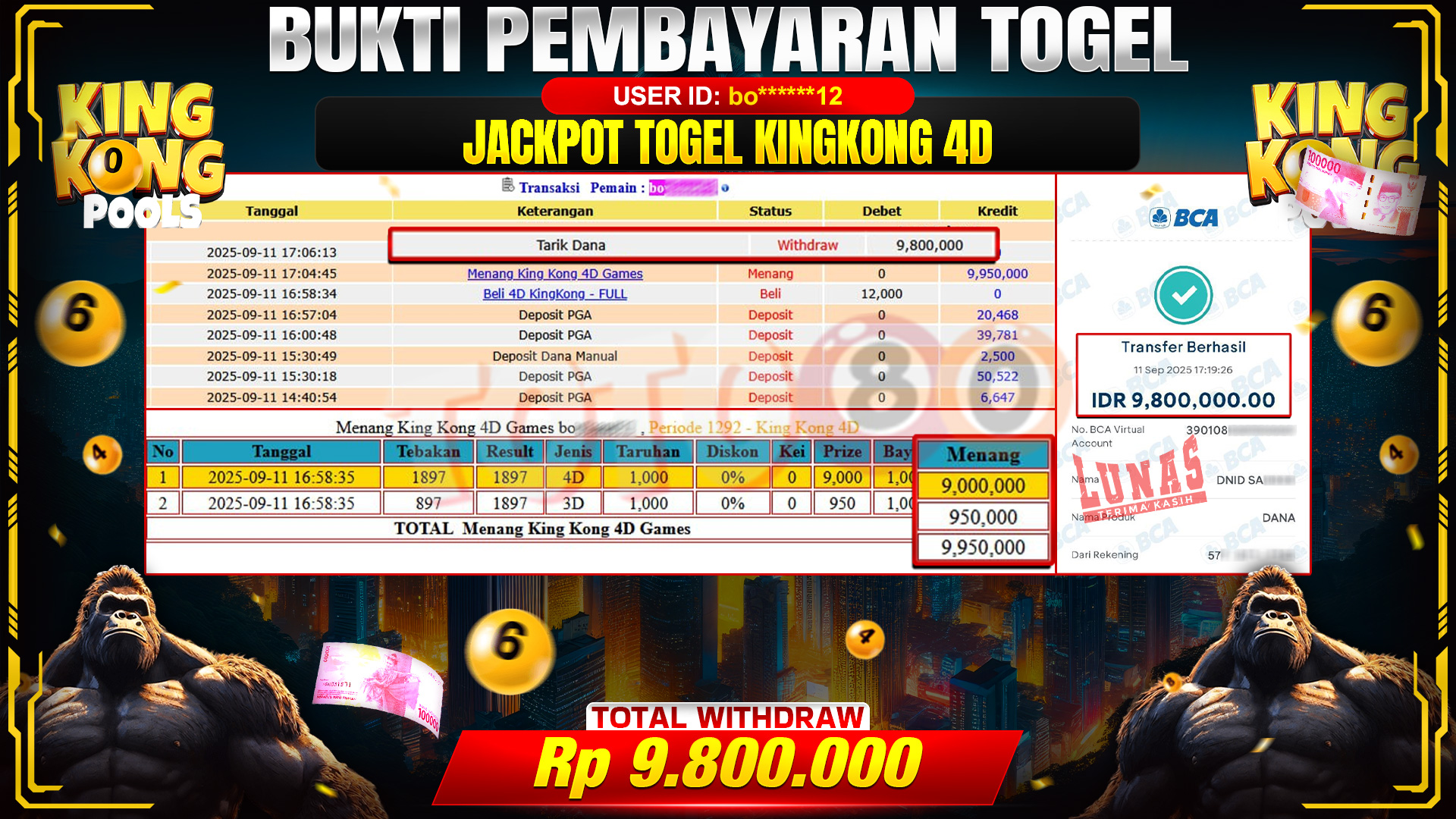 🎉 TOTO80 – JACKPOT TOGEL KINGKONG  RP.9,800,000,- TELAH DIBAYARKAN! 🎉