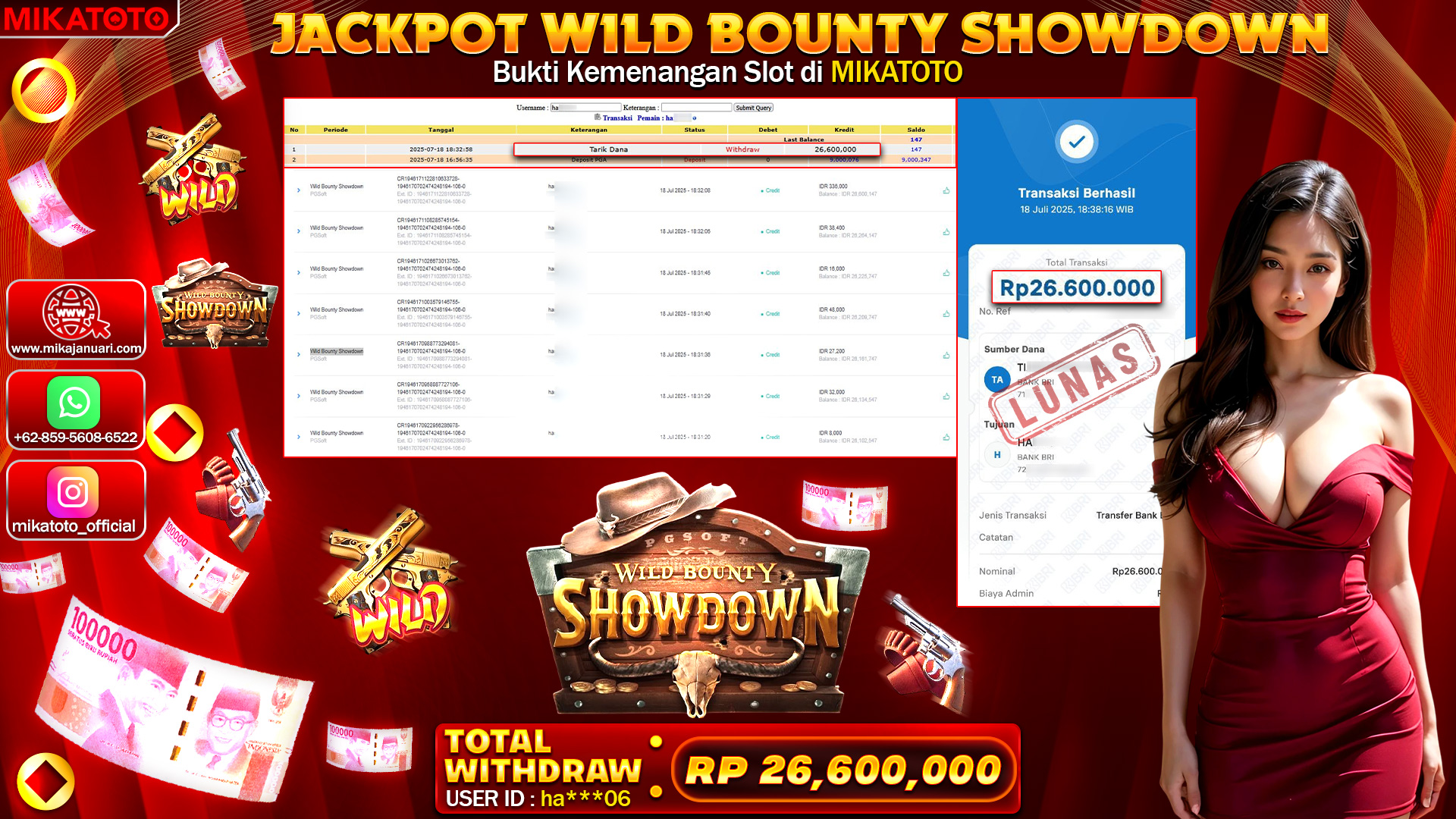 🏆 SELAMAT KEPADA PEMENANG JACKPOT DI  Wild Bounty Showdown 1000 26,600,000🏆
