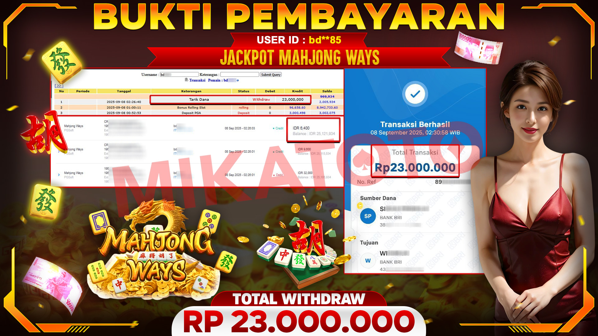 🏆 SELAMAT KEPADA PEMENANG JACKPOT DI Mahjong Ways - PGSoft 23,000,000🏆