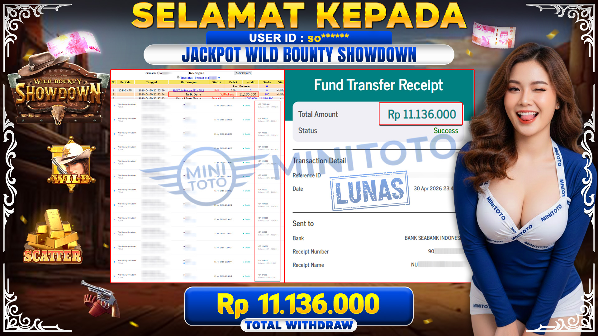 BUKTI JACPOT Wild Bounty Showdown - PGSoft