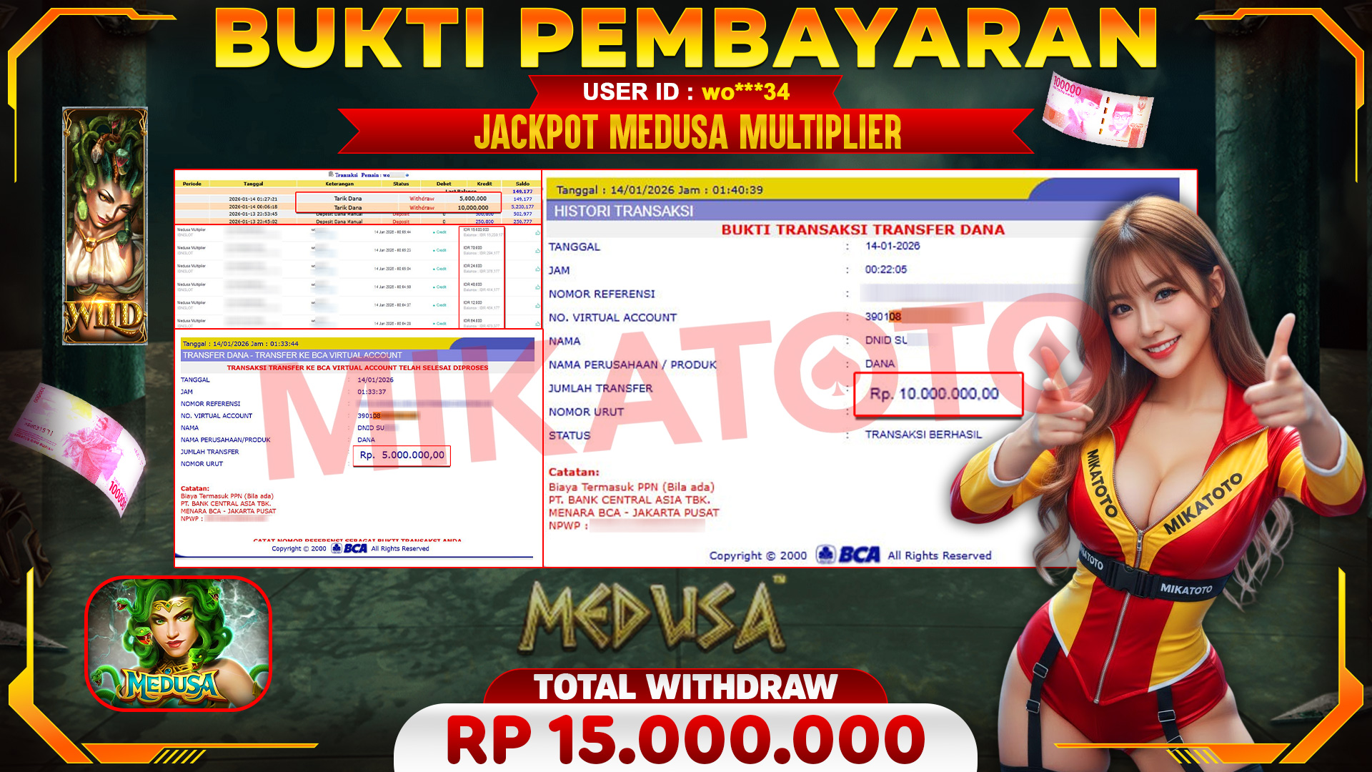 🏆 SELAMAT KEPADA PEMENANG JACKPOT DI Medusa Multiplier - IDNSLOT 15,000,000🏆