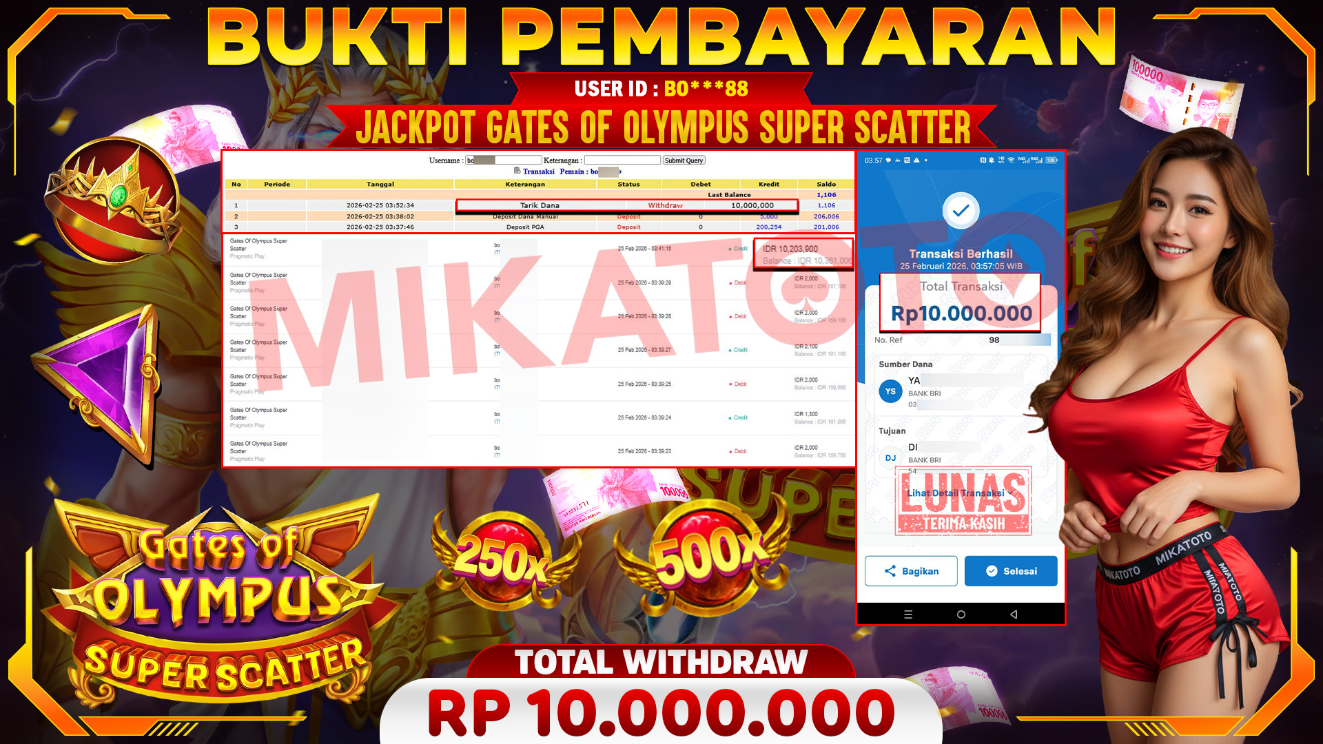 🏆 SELAMAT KEPADA PEMENANG JACKPOT DI Gates Of Olympus Super Scatter - Pragmatic Play 10,000.000🏆