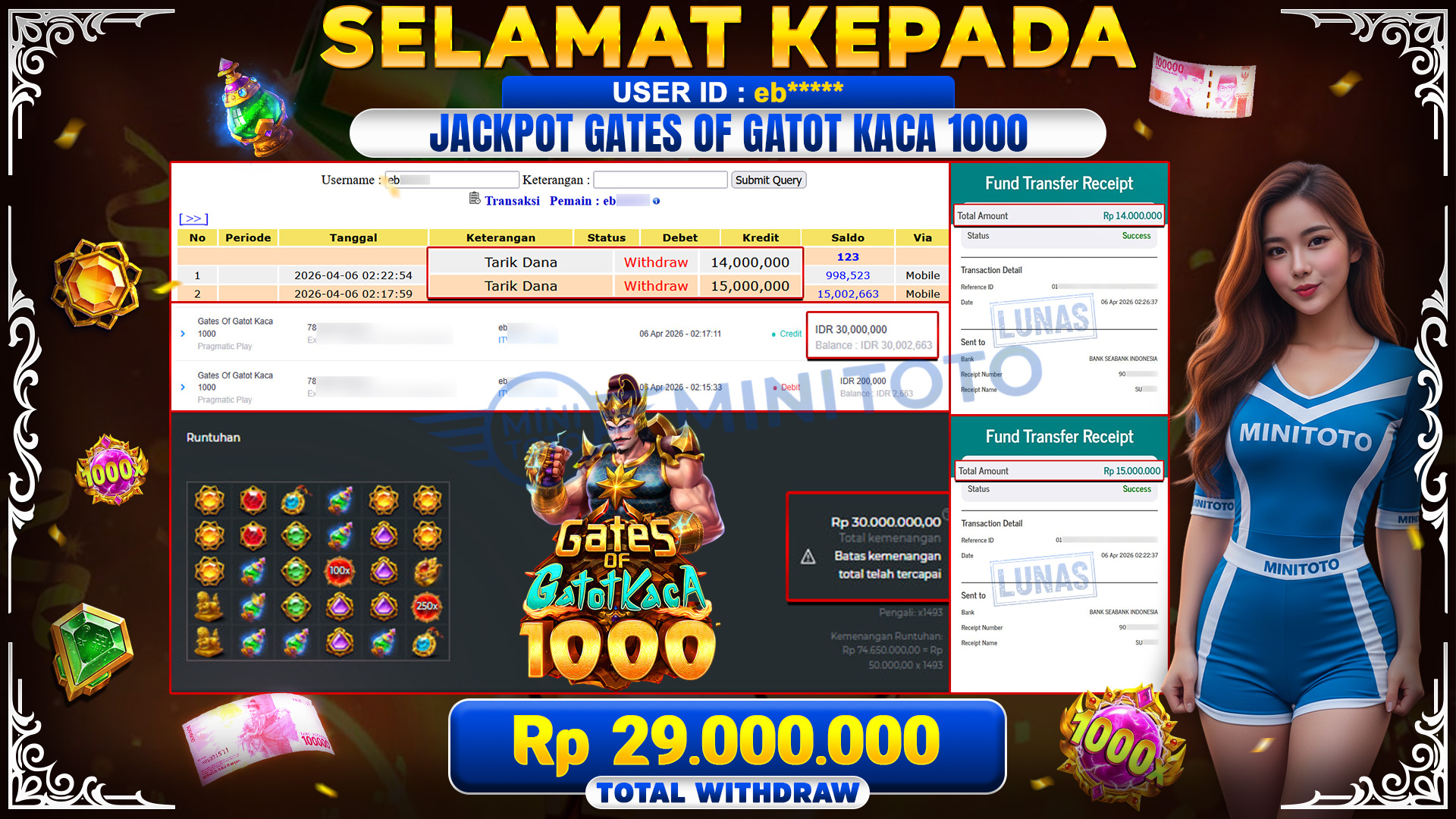 BUKTI JACPOT Gates Of Gatot Kaca 1000  - Pragmatic Play