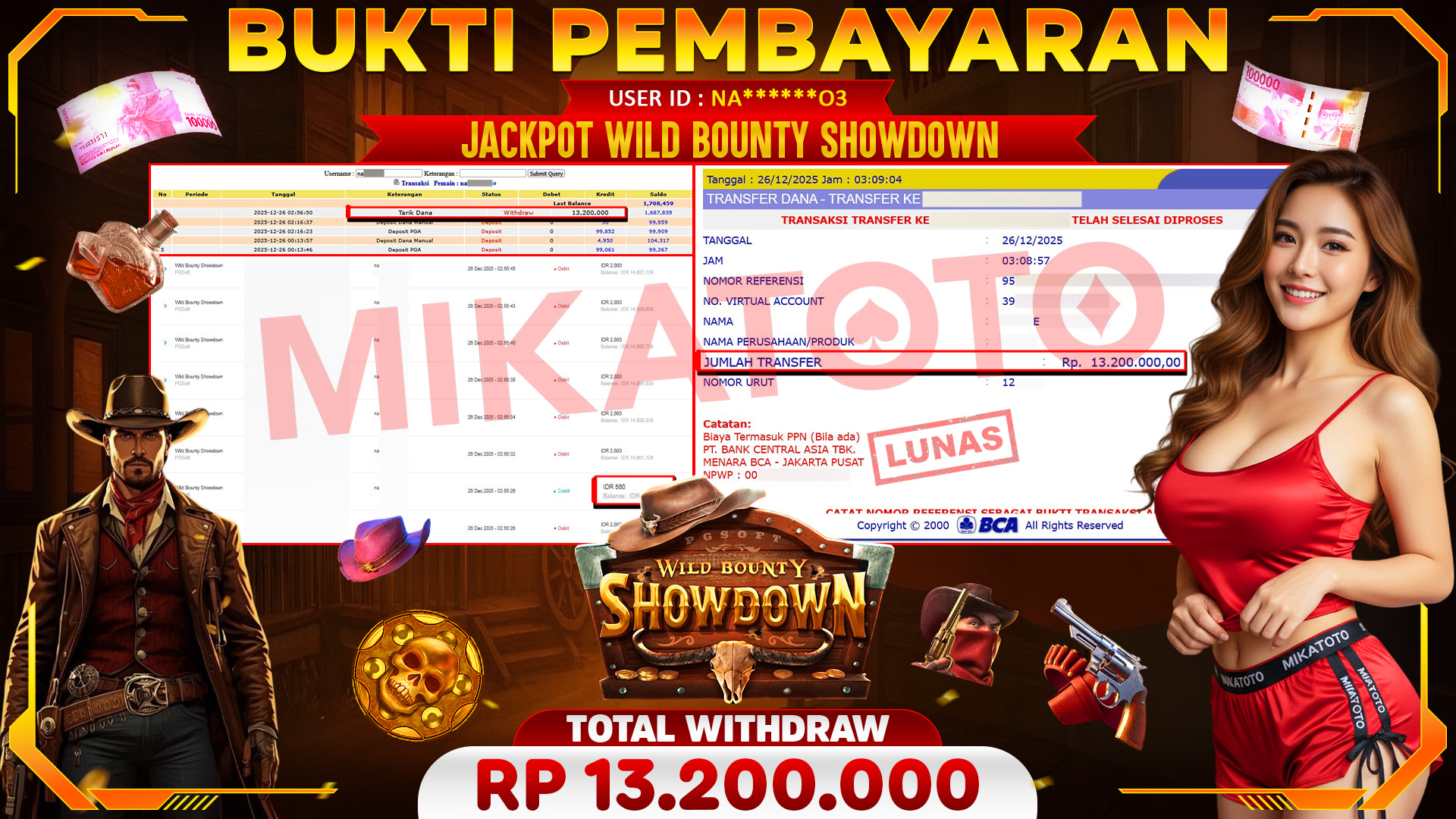 🏆 SELAMAT KEPADA PEMENANG JACKPOT DI Wild Bounty Showdown - PGSoft 13,200,000 🏆