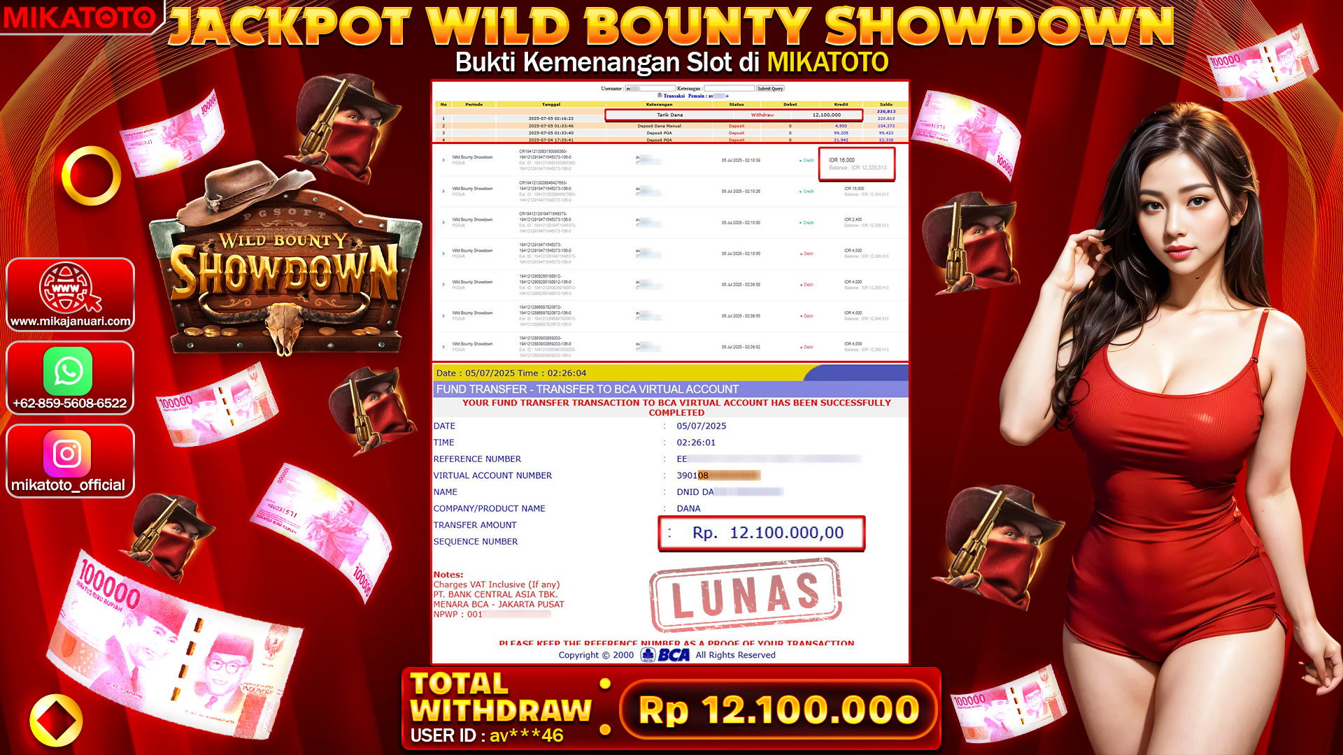 🏆 SELAMAT KEPADA PEMENANG JACKPOT DI Wild Bounty Showdown 12,100,000🏆