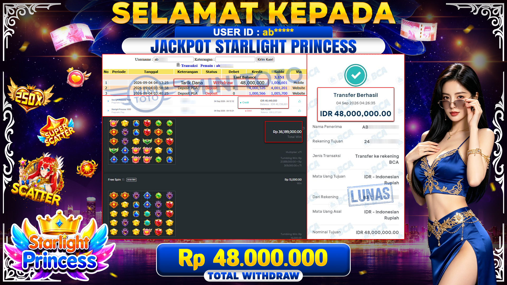 BUKTI JACKPOT SLOT Starlight Princess  Pragmatic Play