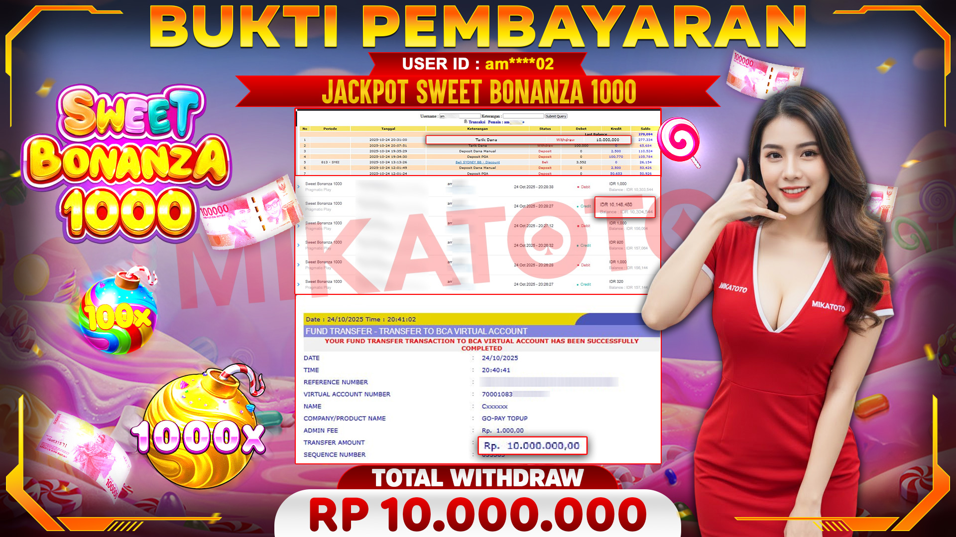 🏆 SELAMAT KEPADA PEMENANG JACKPOT DI Sweet Bonanza 1000  - Pragmatic Play 10,000,000🏆