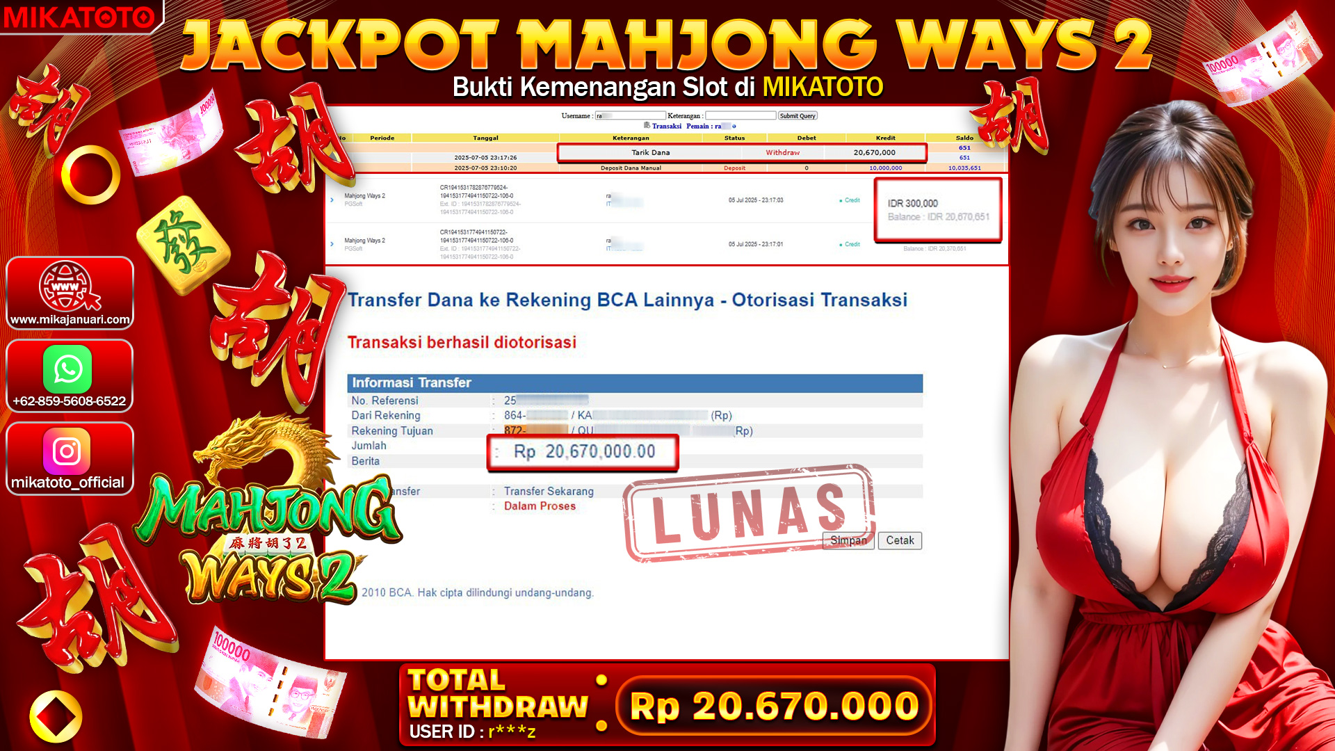 🏆 SELAMAT KEPADA PEMENANG JACKPOT DI Mahjong Ways 2 20,670,000🏆