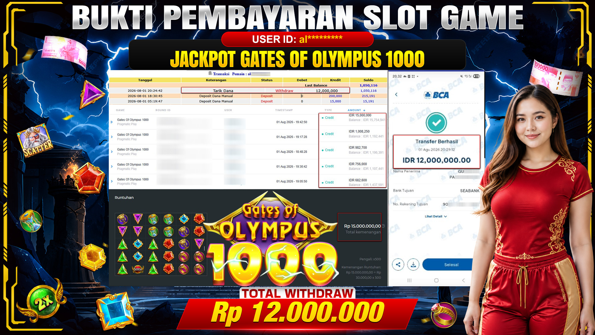💰🎉 TOTO80 – JACKPOT SLOT GATES OF OLYMPUS 1000  RP. 12,000,000,- TELAH DIBAYARKAN!💰🎉