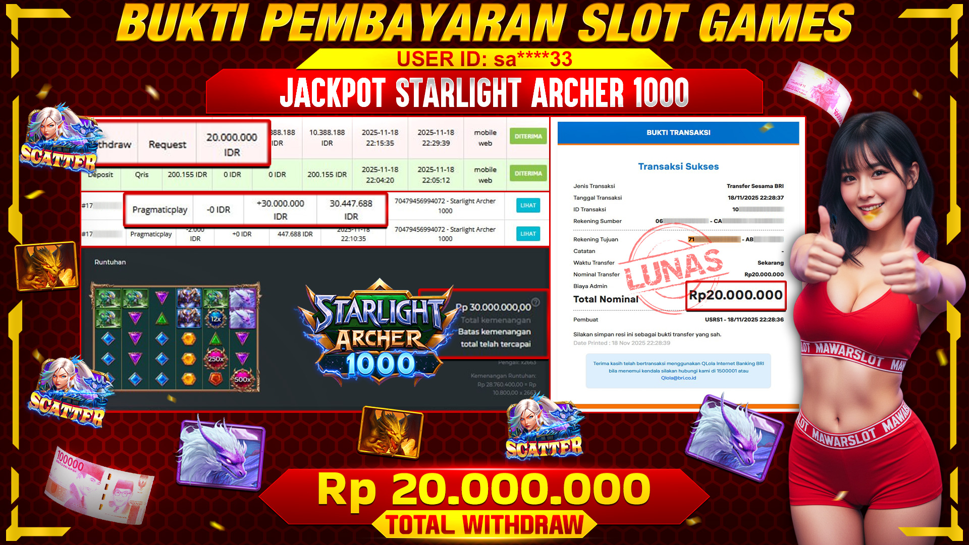 Satu Tembakan, 20 Juta Meledak! Starlight Archer MengamukTembakan Emas Starligh