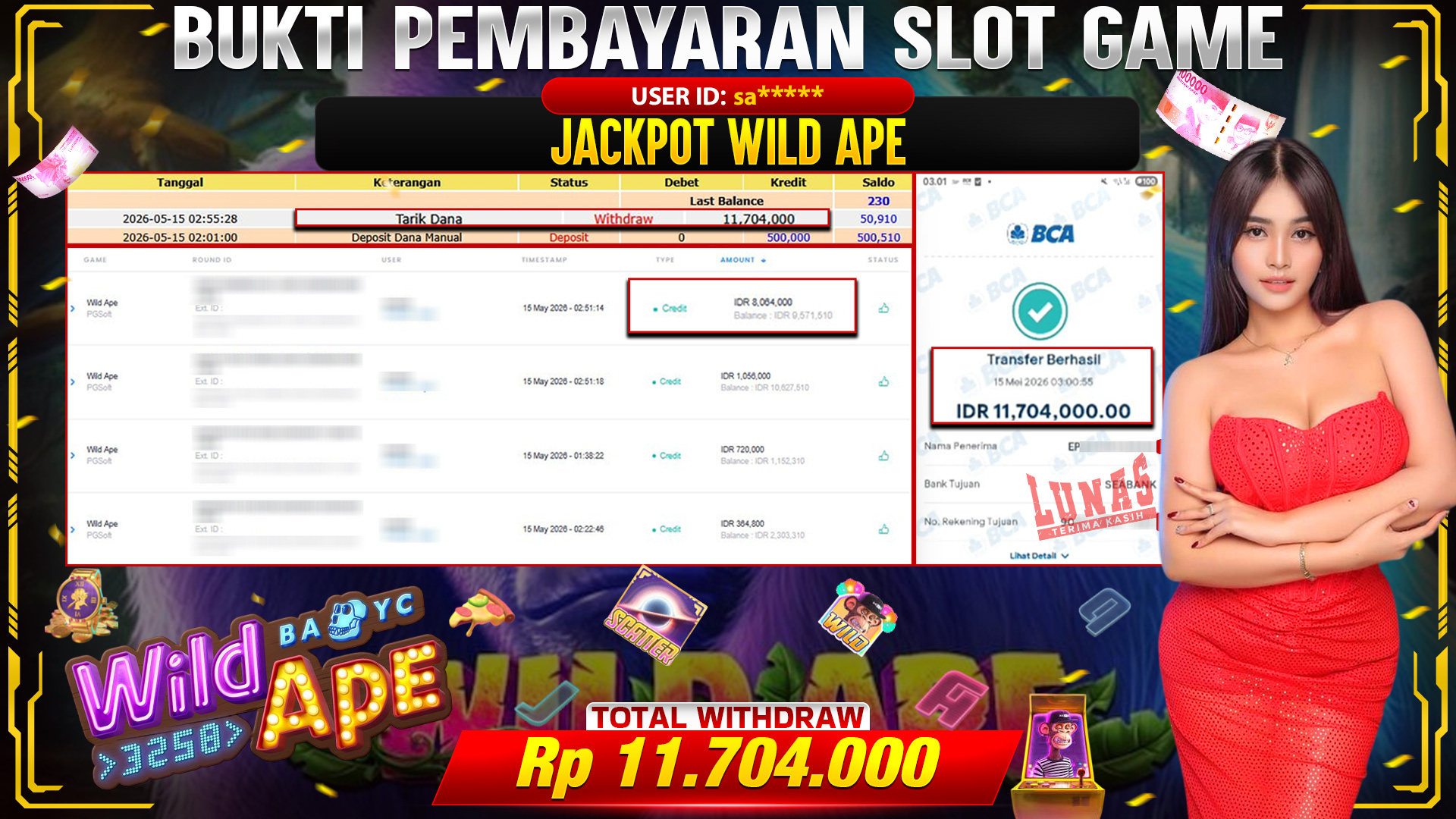 💰🎉 TOTO80 – JACKPOT SLOT WILD APE  RP. 11,704,000,- TELAH DIBAYARKAN!💰🎉