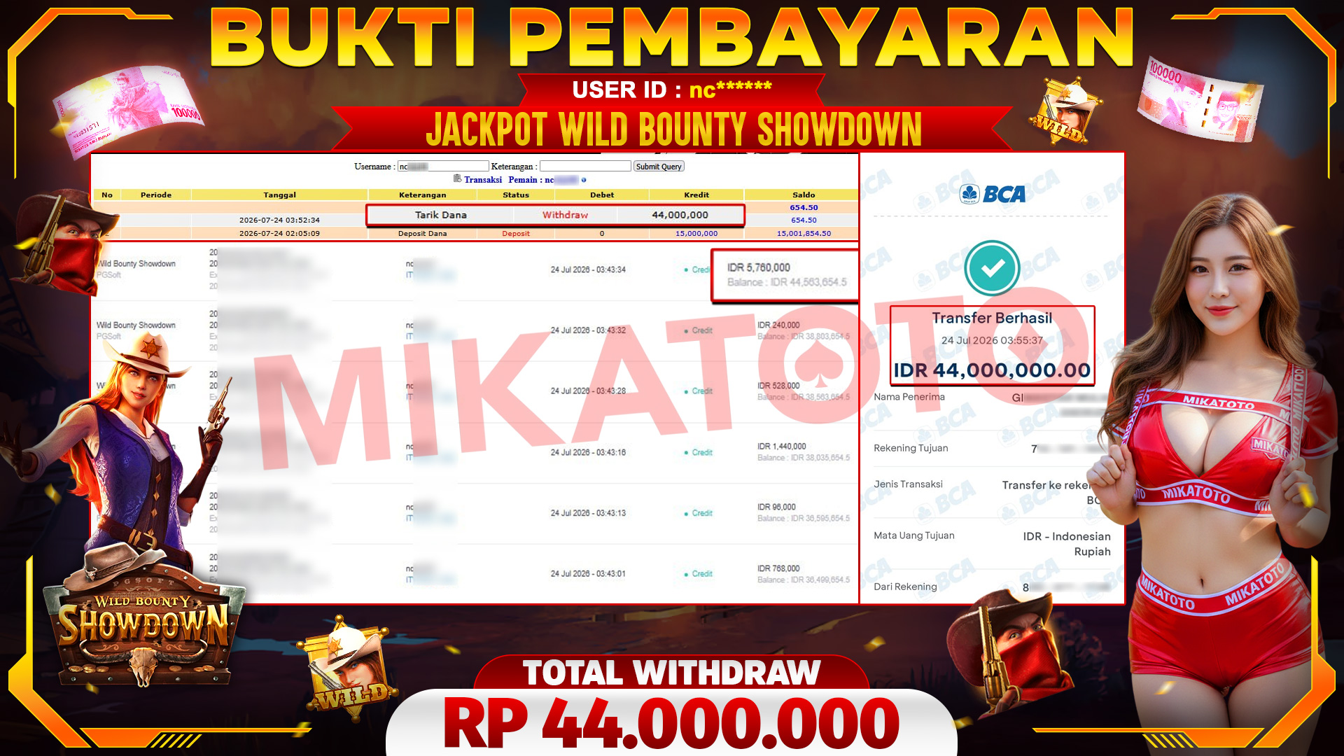 🏆 SELAMAT KEPADA PEMENANG JACKPOT DI Wild Bounty Showdown - PGSoft 44,000,000🏆