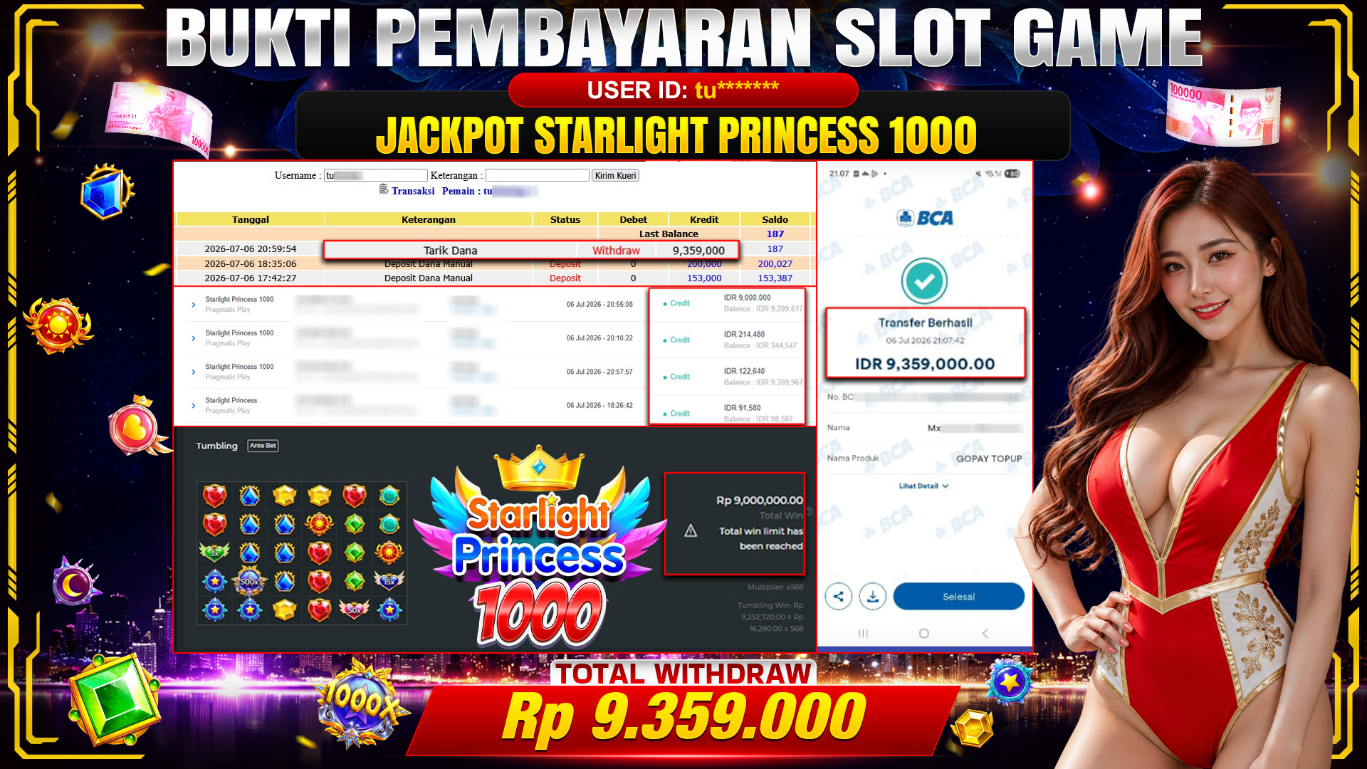 💰🎉 TOTO80 – JACKPOT SLOT STARLIGHT PRINCES 1000 RP. 9,359,000,-  TELAH DIBAYARKAN! 💰🎉