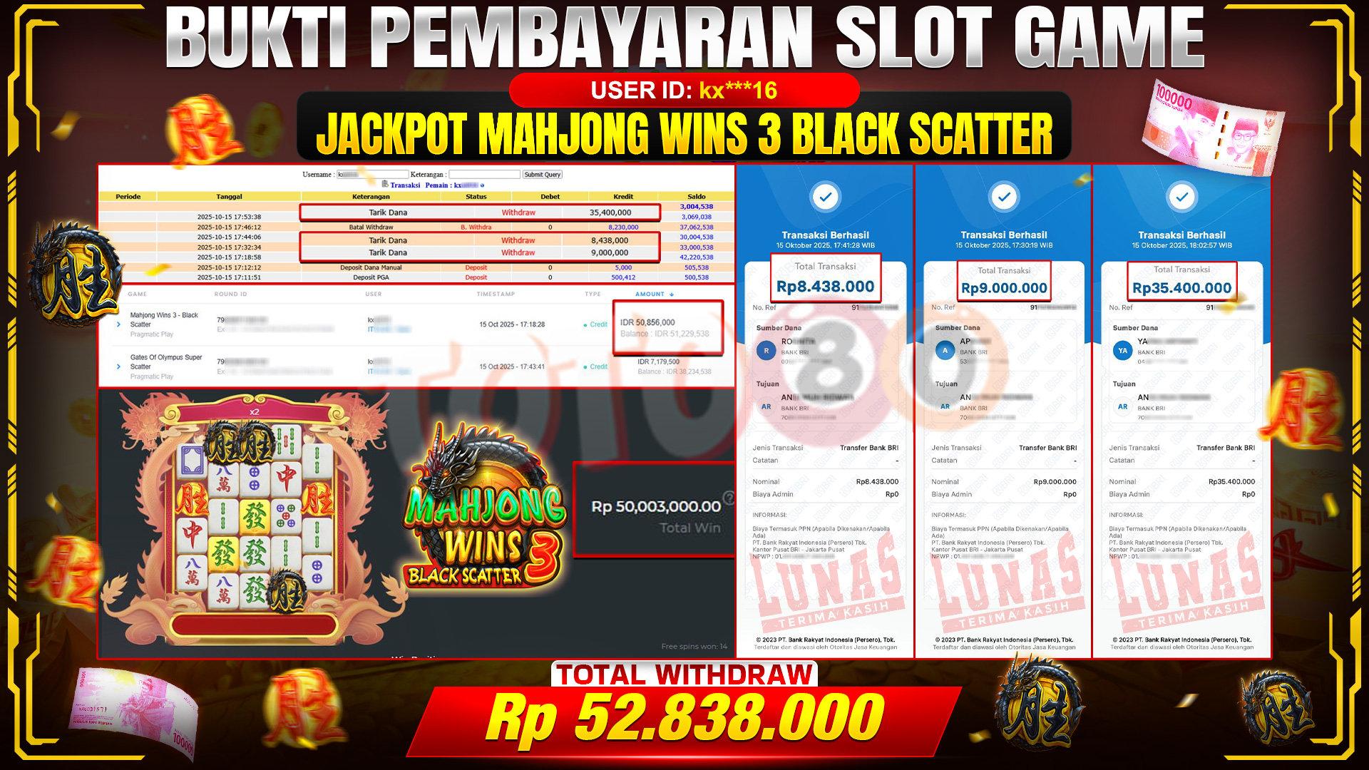 🎉 TOTO80 – JACKPOT SLOT MAHJONG WINS 3 BLACK SCATTER RP.52.838.000,- TELAH DIBAYARKAN! 🎉