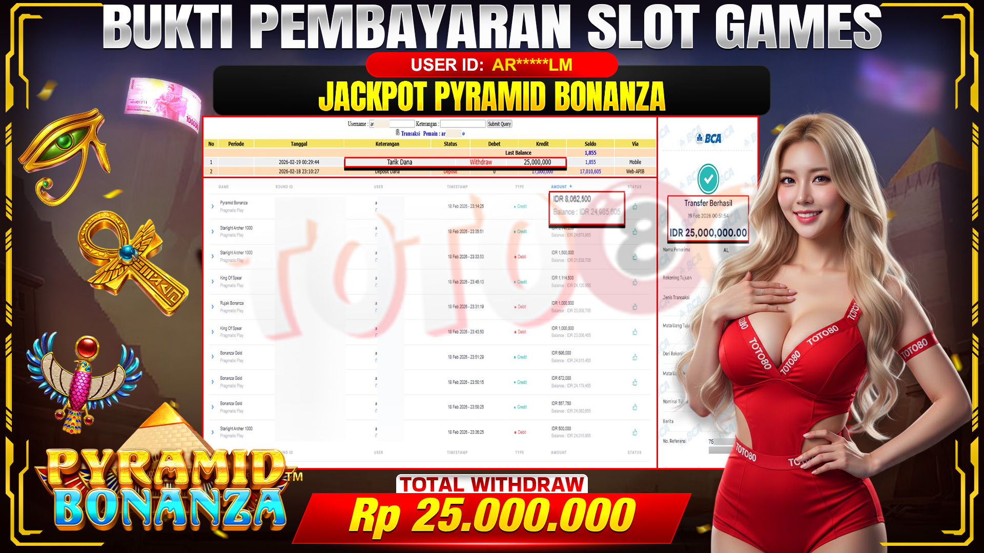 🎉 TOTO80 – JACKPOT SLOT PYRAMID BONANZA. 25,000,000,- TELAH DIBAYARKAN! 🎉