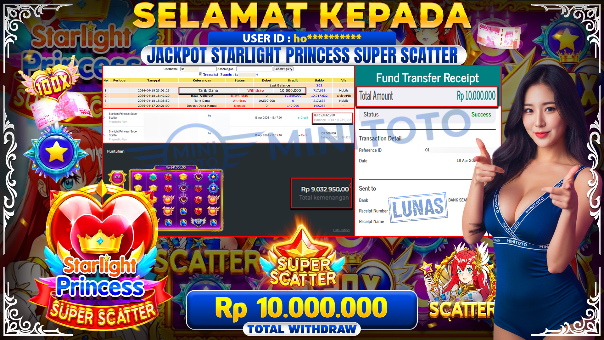 BUKTI JACPOT Starlight Princess Super Scatter - Pragmatic Play
