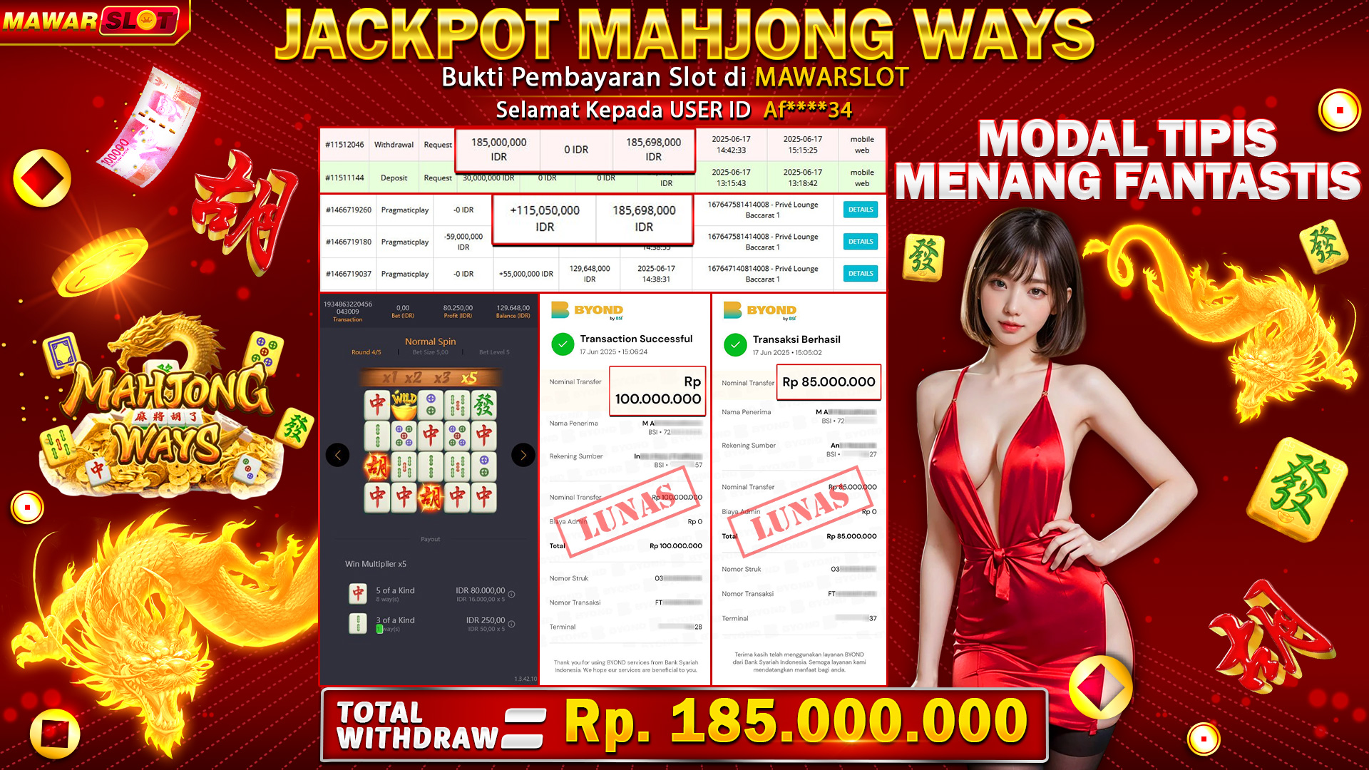 Jackpot Mahjong Ways: Modal Tipis, Cuan Fantastis Rp185 Juta! 
