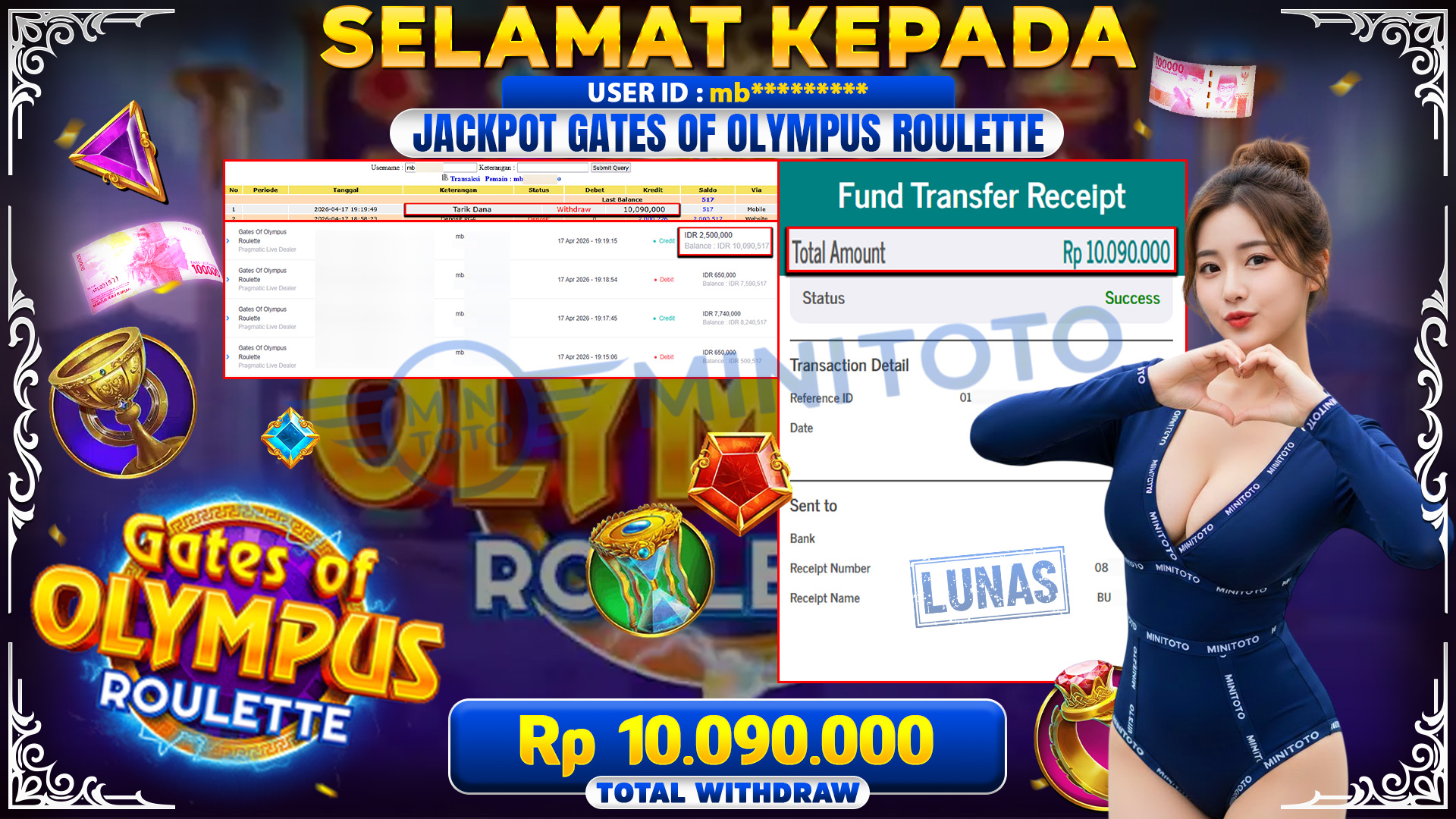 BUKTI JACPOT Gates Of Olympus Roulette - Pragmatic Live Dealer