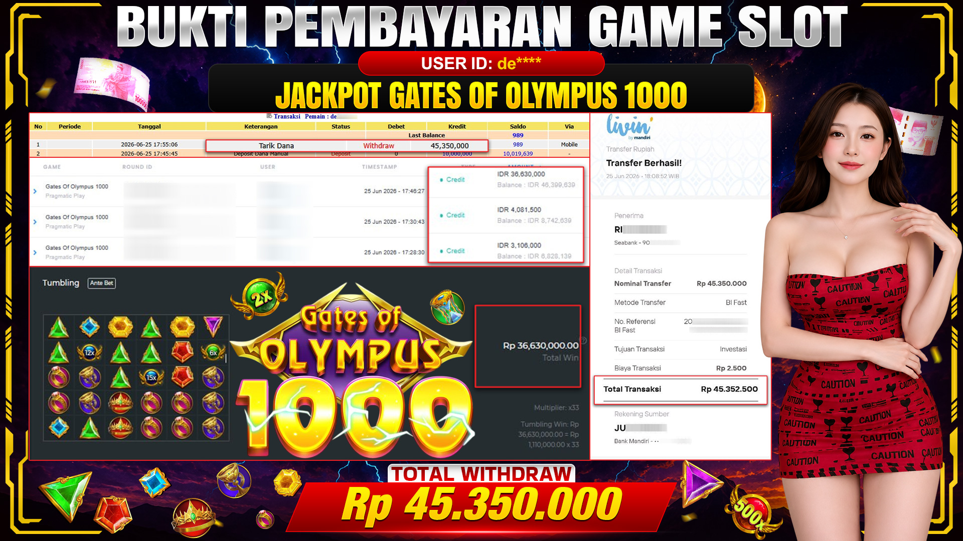 💰🎉 TOTO80 – JACKPOT SLOT GATES OF OLYMPUS 1000  RP. 45,350,000,- TELAH DIBAYARKAN!💰🎉