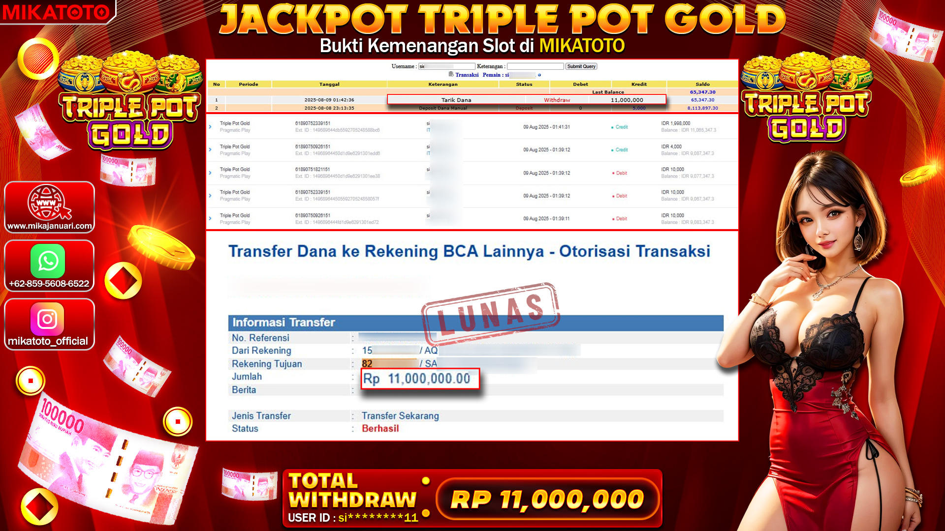 🏆 SELAMAT KEPADA PEMENANG JACKPOT DI Triple Pot Gold 11,000,000🏆