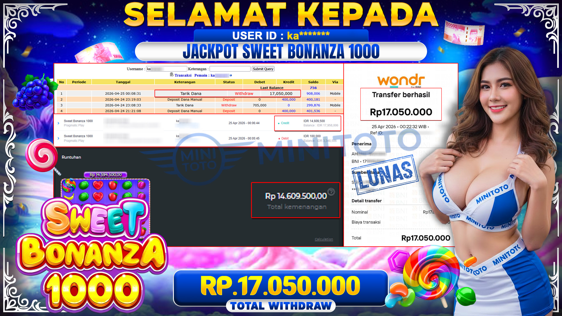 BUKTI JACPOT Sweet Bonanza 1000 - Pragmatic Play