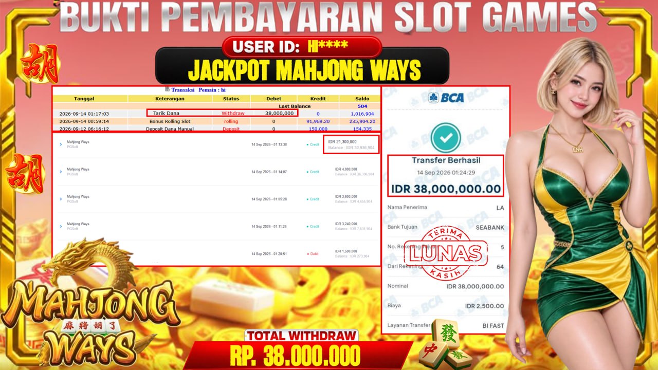 💰🎉 TOTO80 – JACKPOT SLOT MAHJONG  WAYS RP. 38,000,000,-  TELAH DIBAYARKAN!💰🎉