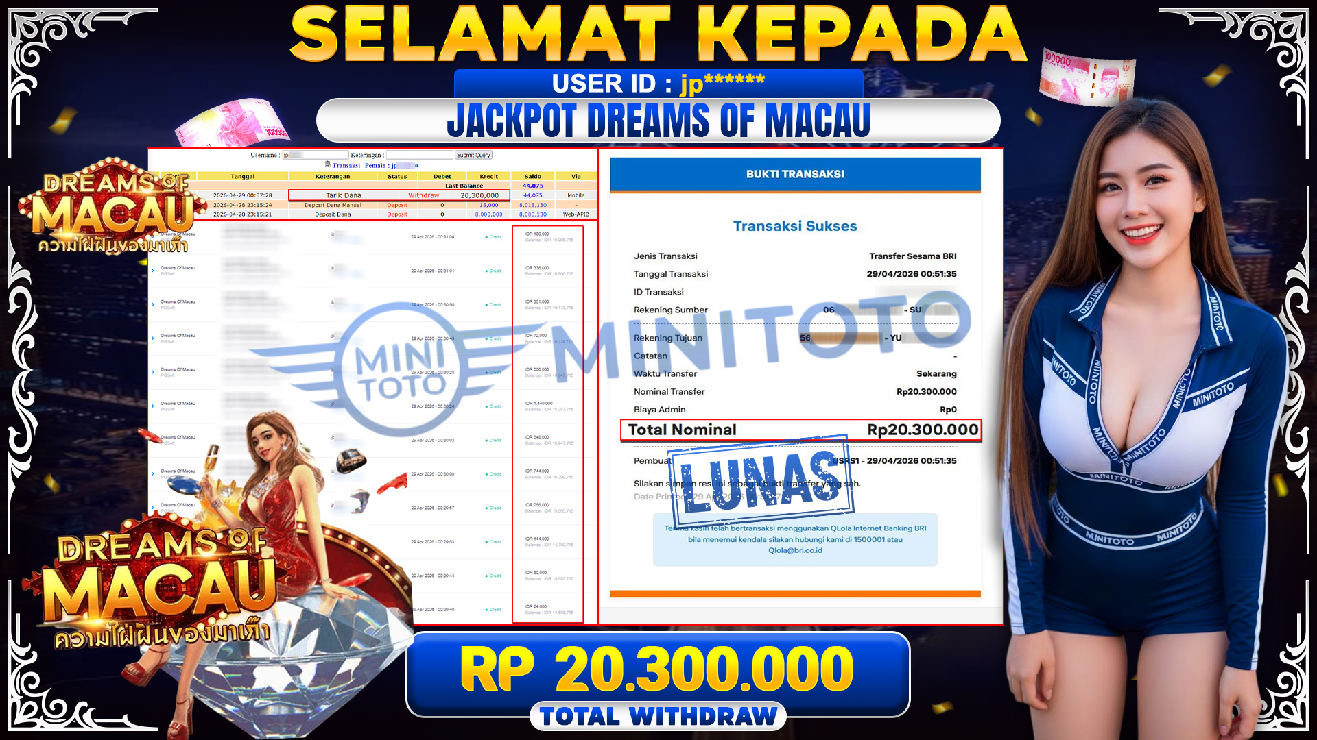 BUKTI JACPOT Dreams Of Macau - PGSoft