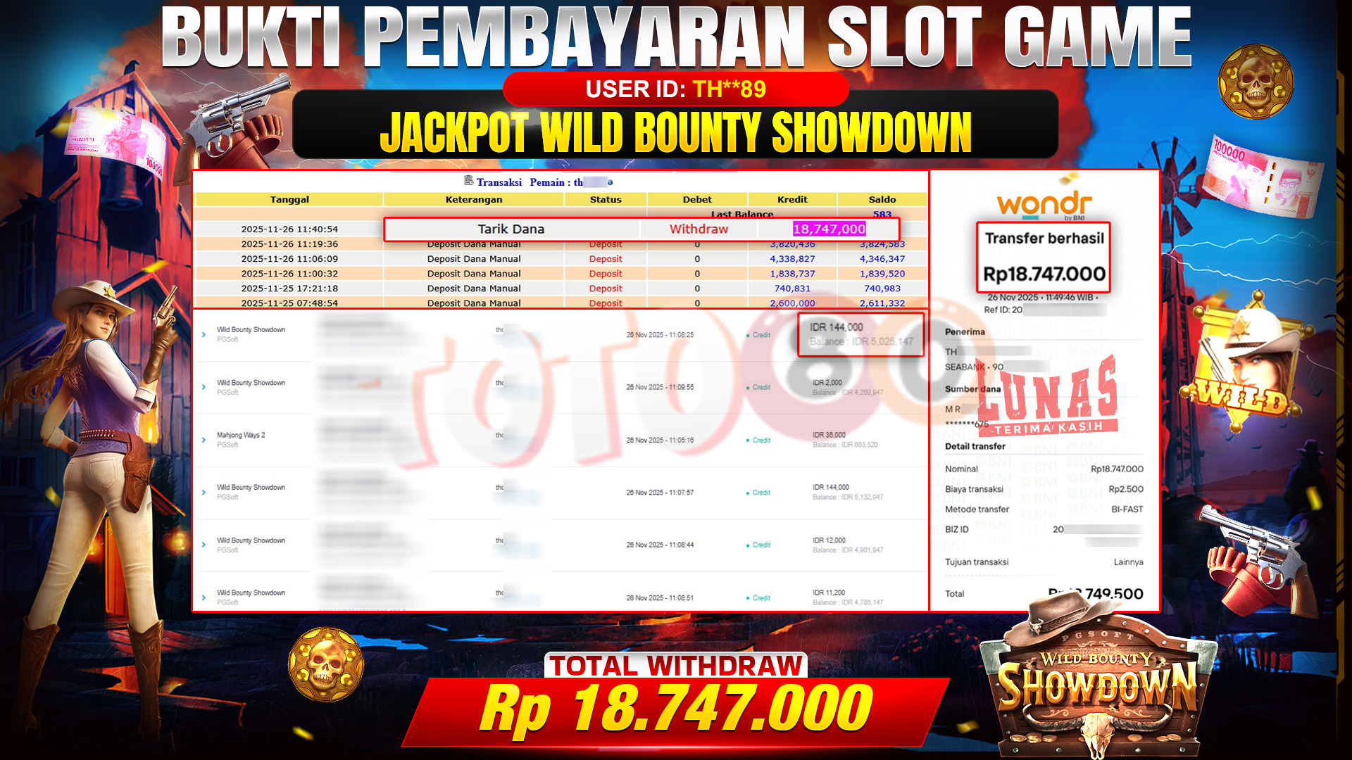 🎉 TOTO80 – JACKPOT SLOT WILD BOUNTY SHOWDOWN  RP.18,747,000,- TELAH DIBAYARKAN! 🎉
