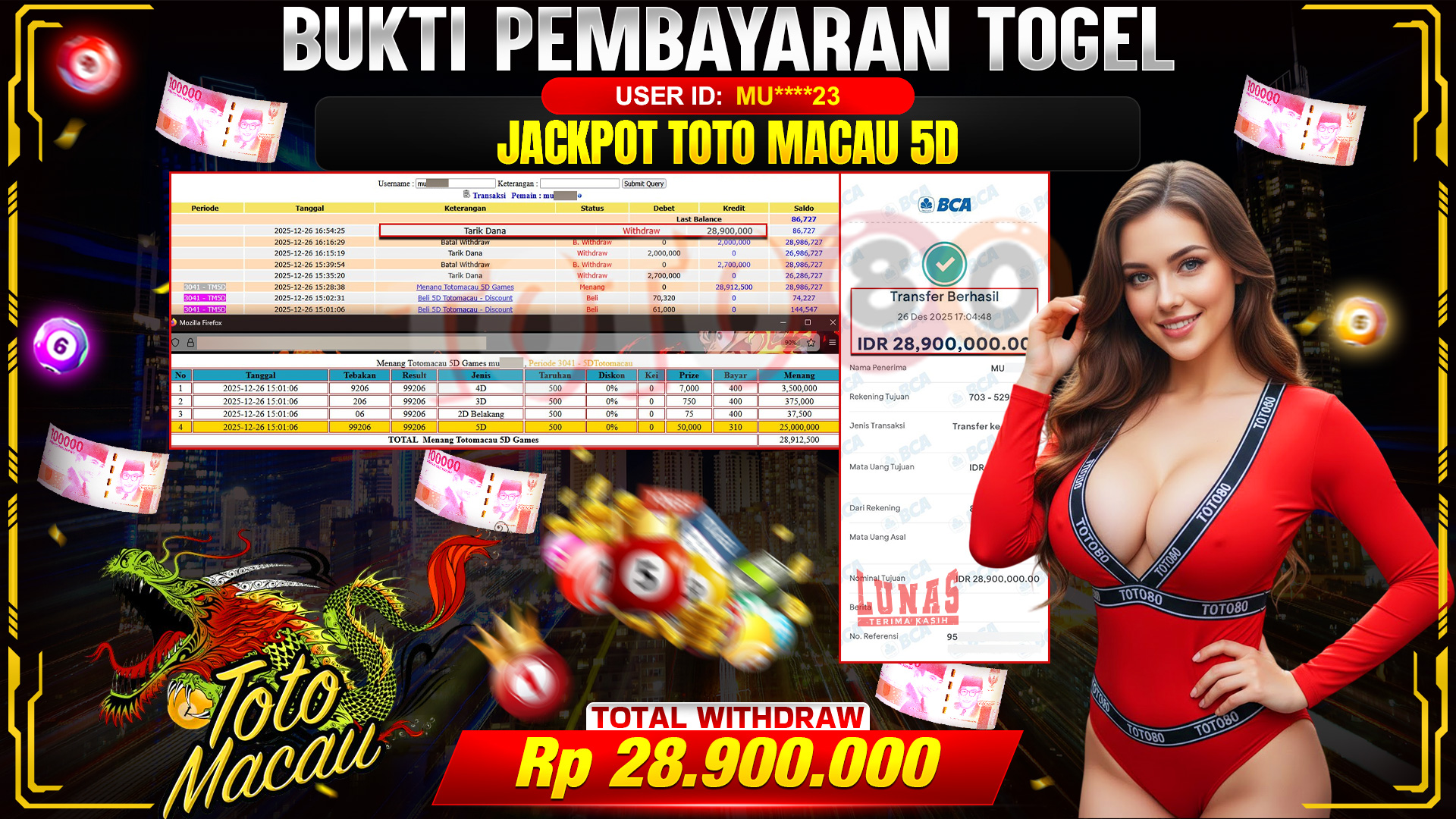 🎉 TOTO80 – JACKPOT TOGEL TOTO MACAU 5D RP. 28,900,000,- TELAH DIBAYARKAN! 🎉
