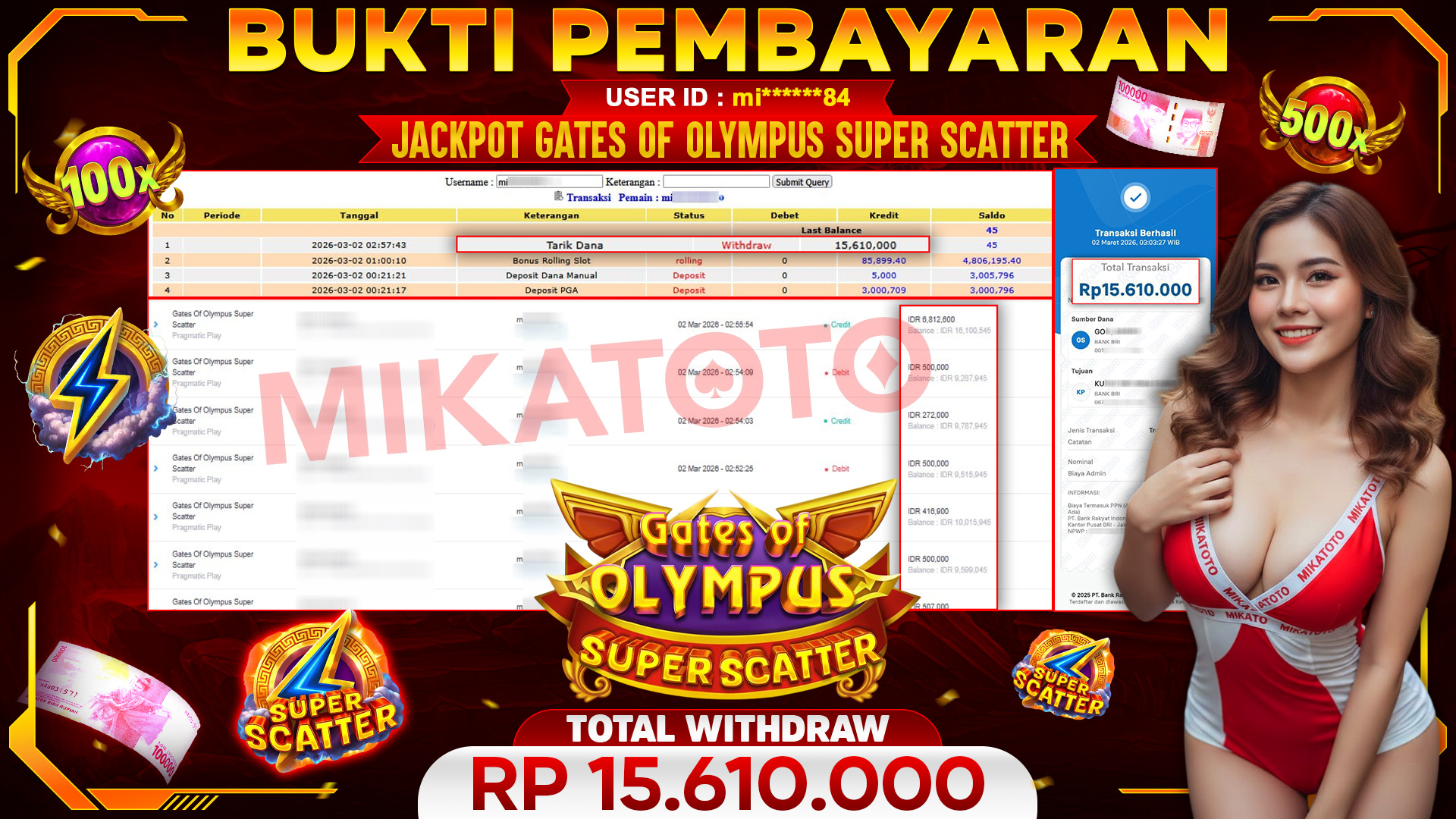 🏆 SELAMAT KEPADA PEMENANG JACKPOT DI Gates Of Olympus Super Scatter - Pragmatic Play 15,610.000🏆