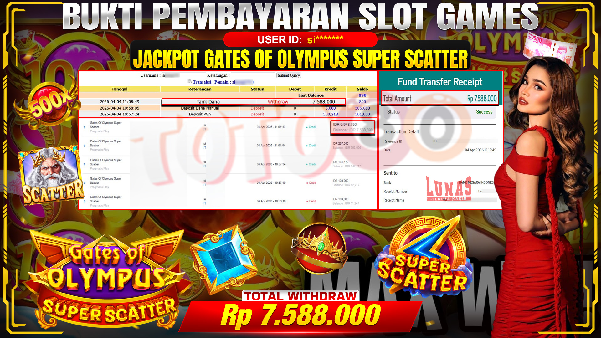 💰🎉 TOTO80 – JACKPOT SLOT GATES OF OLYMPYUS SUPER SCATTER  RP. 7,588,000,- TELAH DIBAYARKAN!💰🎉