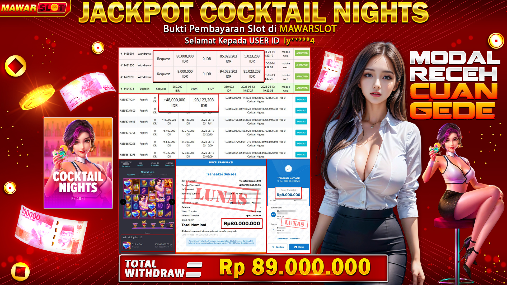 Jackpot Fantastis di Cocktail Nights! Modal Receh, Cuan Gede!  Member Mawarslot Tarik Rp89 Juta Langsung ke Rekening!