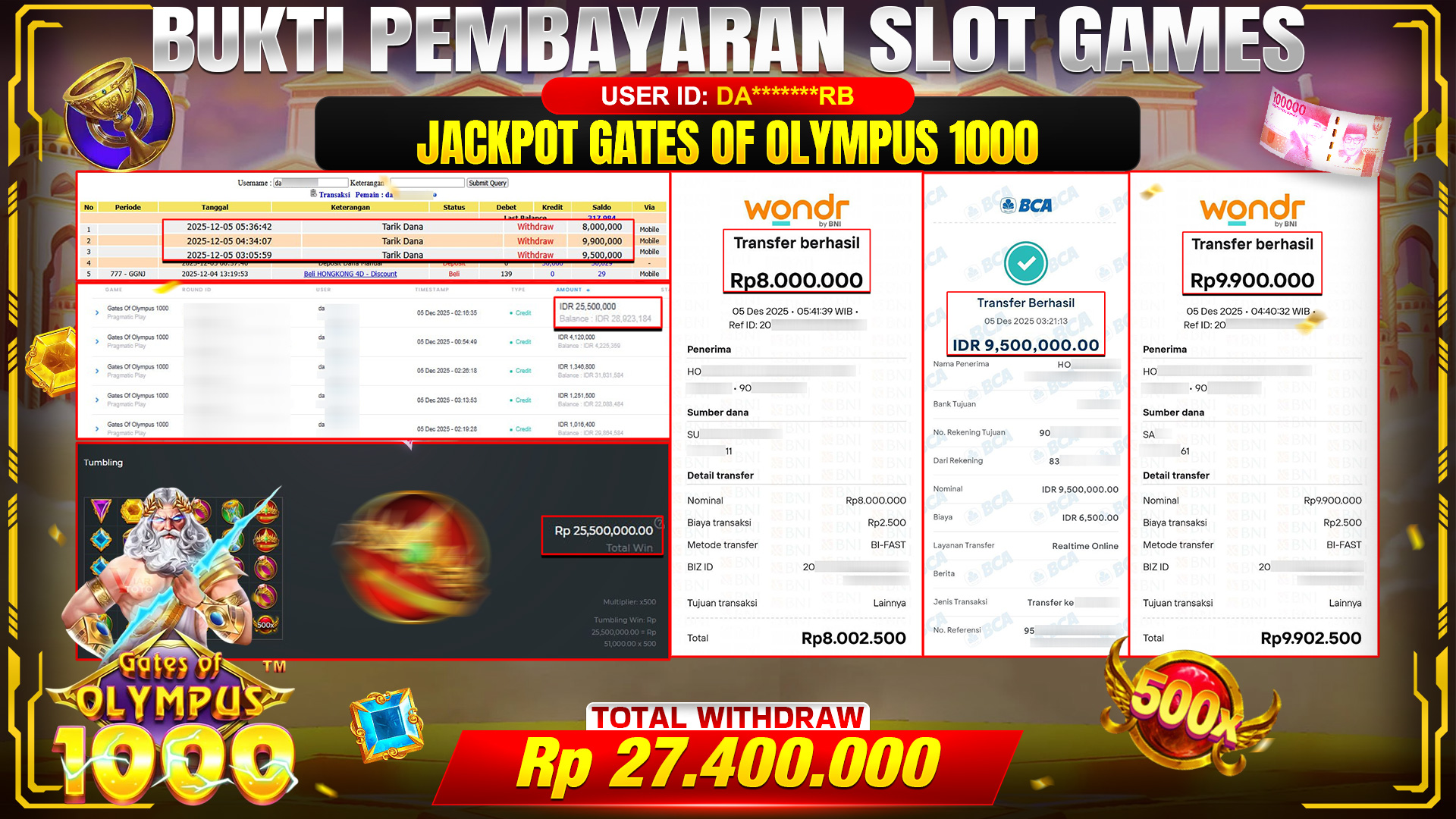 🎉 TOTO80 – JACKPOT SLOT GATES OF OLYMPUS 1000 RP.27.400.000,- TELAH DIBAYARKAN! 🎉