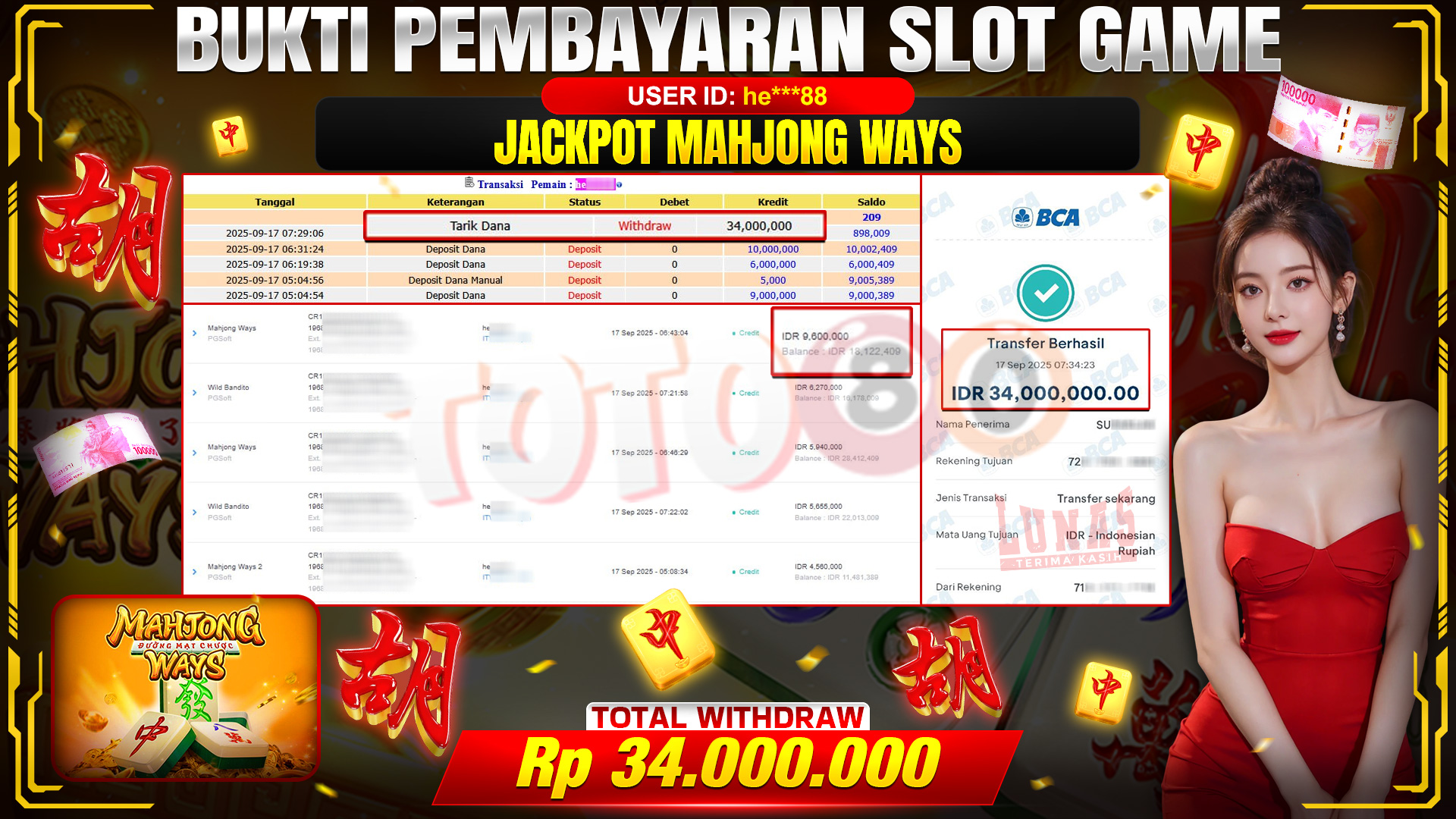 🎉 TOTO80 – JACKPOT SLOT MAHJONG WAYS RP.34,000,000,- TELAH DIBAYARKAN! 🎉