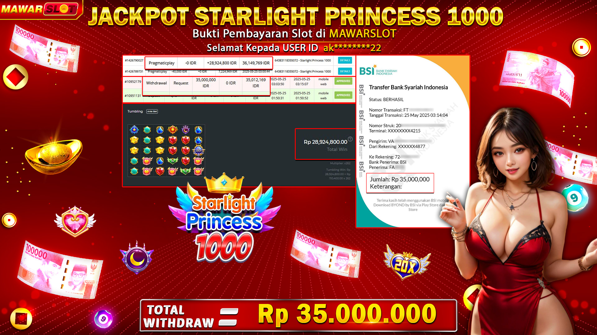 Kilau Keberuntungan: Jackpot Rp35 Juta Bersinar di Starlight Princess 1000 Mawarslot