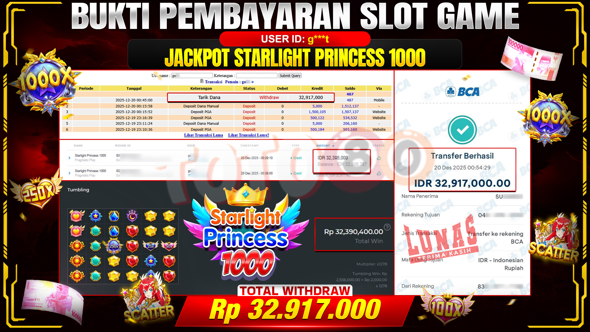 🎉 TOTO80 – JACKPOT SLOT STARLIGHT PRINCESS 1000 RP. 32,917,000,- TELAH DIBAYARKAN! 🎉