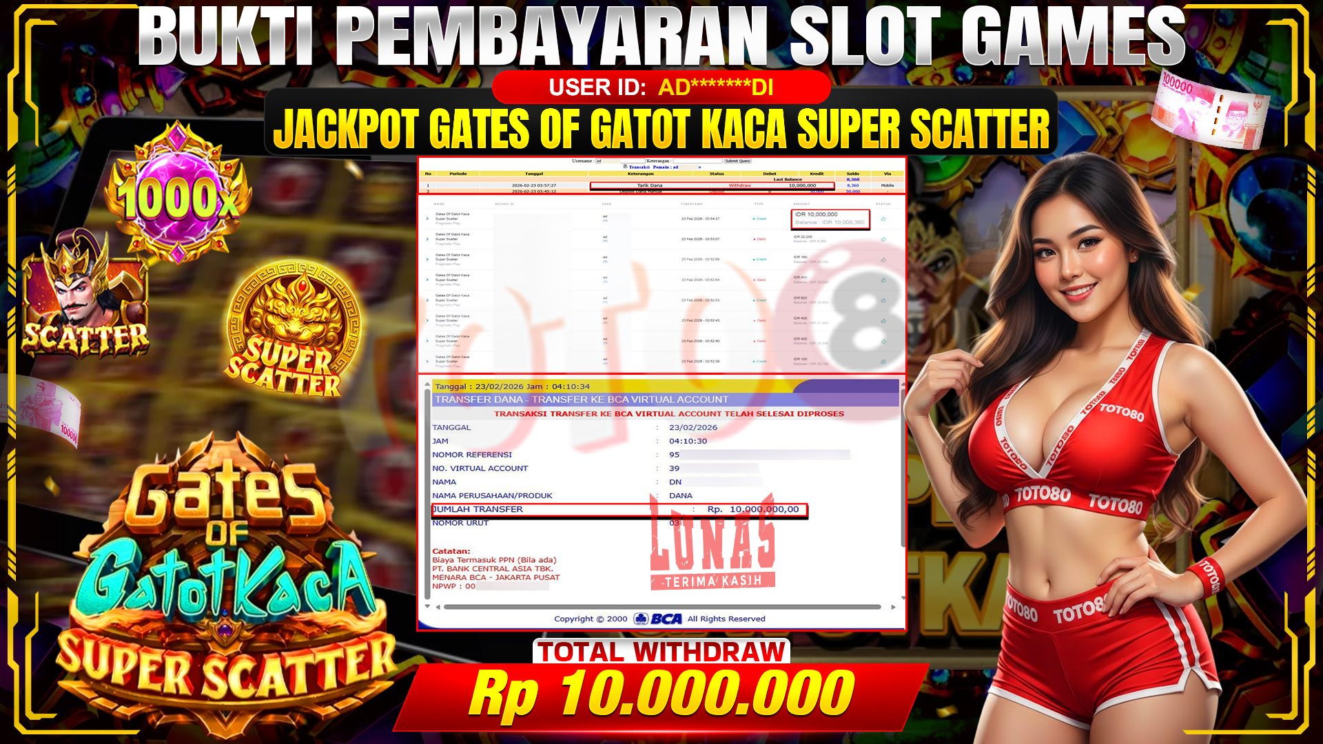 🎉 TOTO80 – JACKPOT SLOT GATES OF GATOT KACA SUPER SCATTER RP. 10,000,000,- TELAH DIBAYARKAN! 🎉