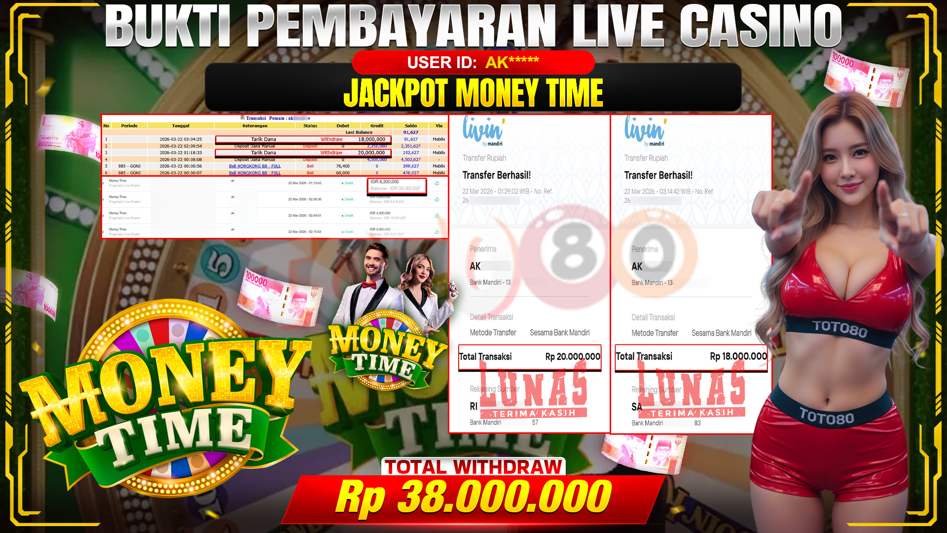 💰🎉 TOTO80 – JACKPOT MONEY TIME  RP. 38,000,000,- TELAH DIBAYARKAN!💰🎉