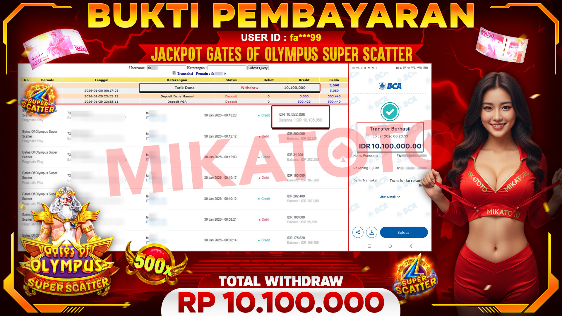 🏆 SELAMAT KEPADA PEMENANG JACKPOT DI Gates Of Olympus Super Scatter - Pragmatic 10,100,000🏆