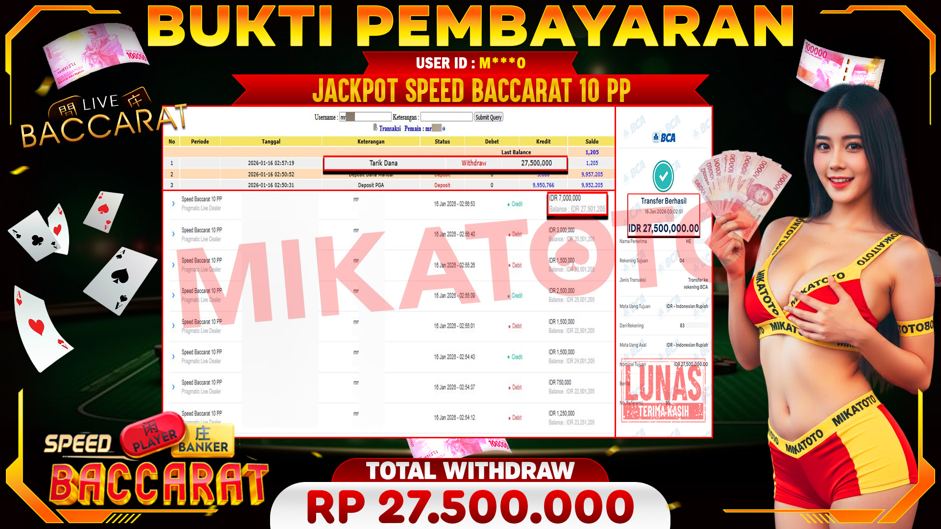 🏆 SELAMAT KEPADA PEMENANG JACKPOT DI Speed Baccarat 10 PP - Pragmatic Live Dealer 27,500,000🏆