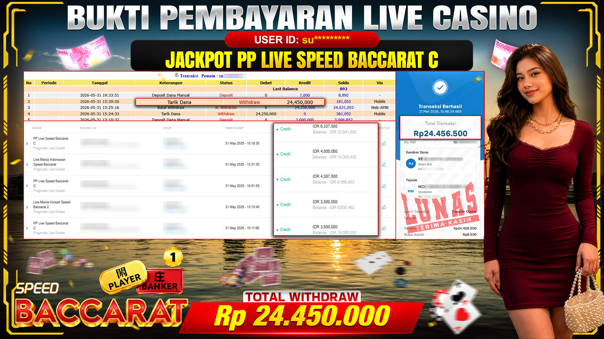 💰🎉 TOTO80 – JACKPOT PP LIVE SPEED BACCARAT C RP. 24,450,000,- TELAH DIBAYARKAN!💰🎉