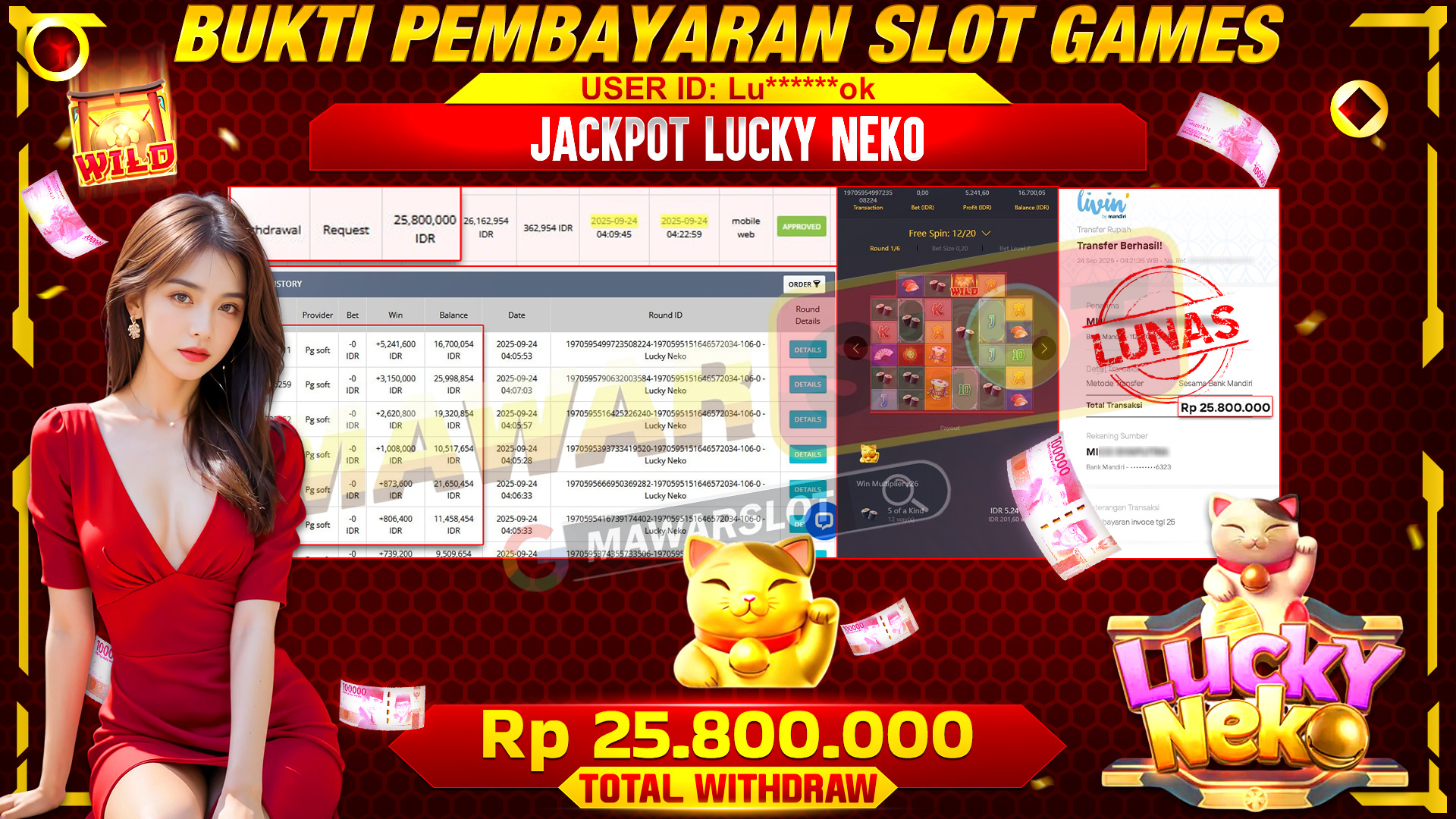 Bukti Nyata! Lucky Neko Tak Sekedar Mitos, Jackpot Rp 25,8 Juta Nyata di Tangan ila! Modal Receh, Jackpot Lucky Neko Membleduk di Akun Lu******