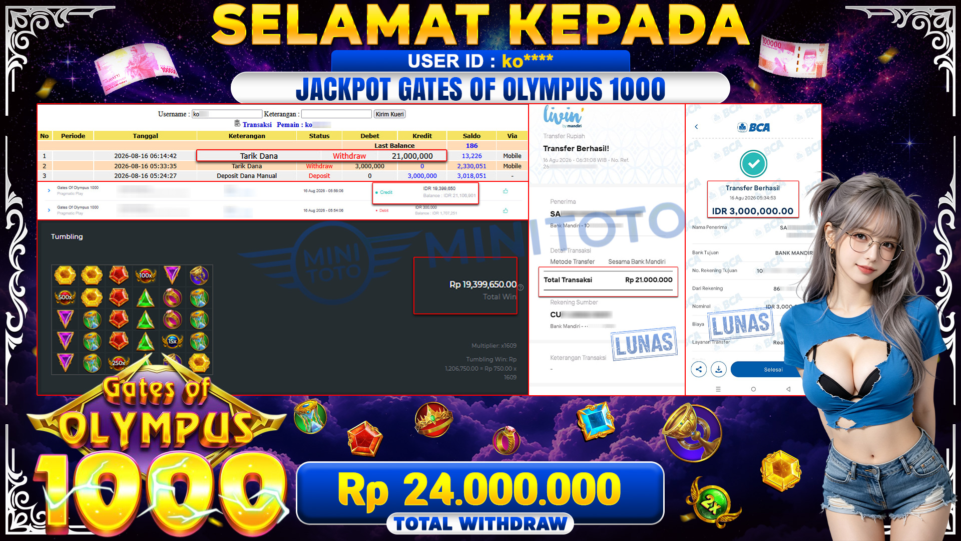BUKTI JACKPOT GATES OF OLYMPUS 1000 - PRAGMATIC PLAY