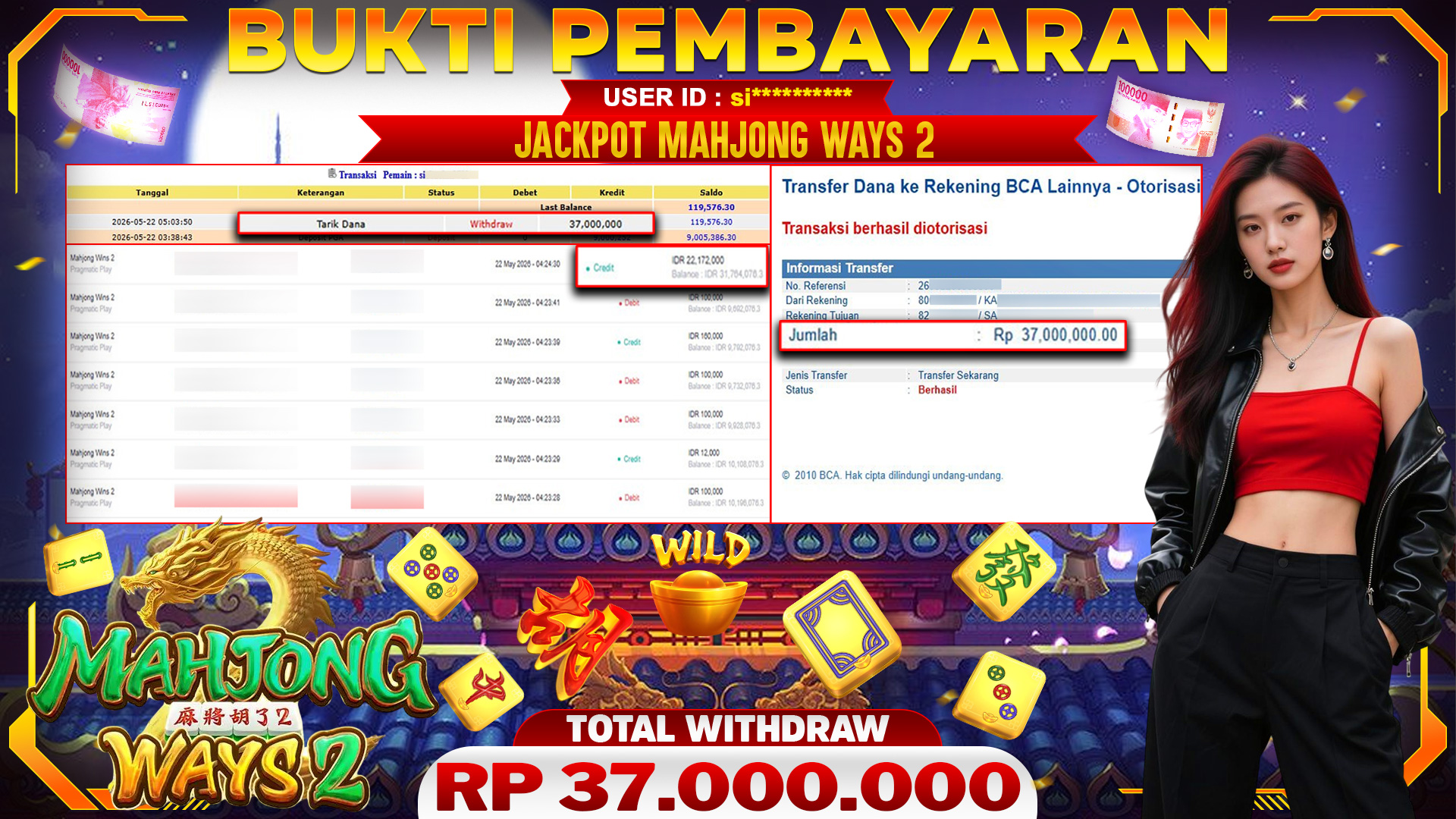 🏆 SELAMAT KEPADA PEMENANG JACKPOT DI Mahjong Wins 2 - Pragmatic Play 37,000,000🏆