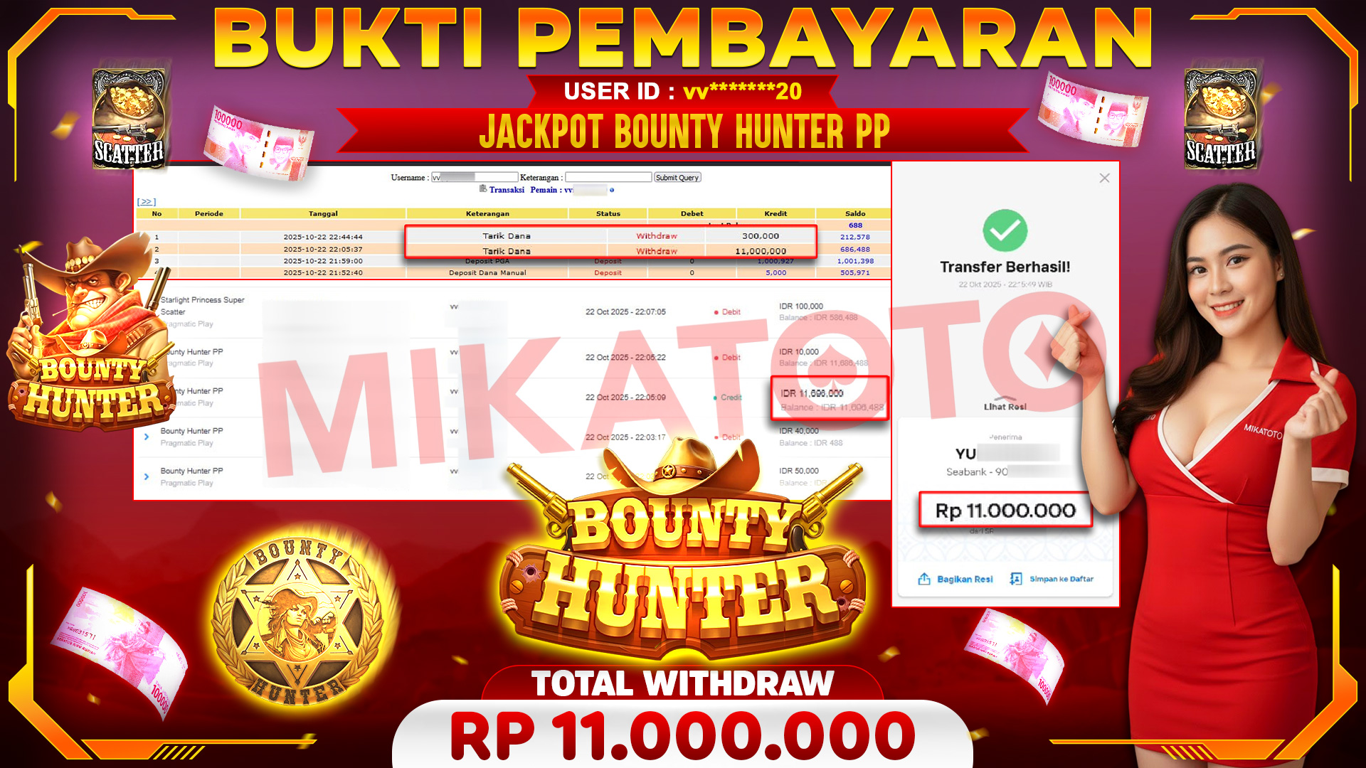 🏆 SELAMAT KEPADA PEMENANG JACKPOT DI Bounty Hunter PP - Pragmatic Play 11,000,000🏆