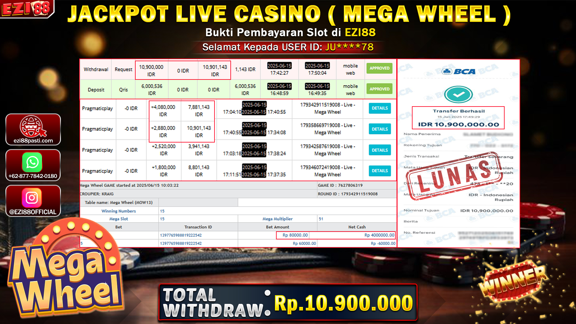 JACKPOT LIVE CASINO ( MEGA WHEEL )