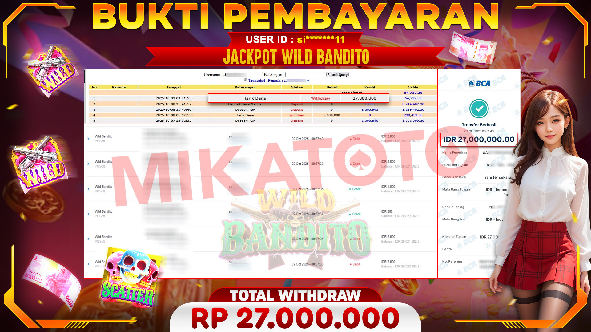 🏆 SELAMAT KEPADA PEMENANG JACKPOT DI Wild Bandito - PGSoft 27,000,000🏆