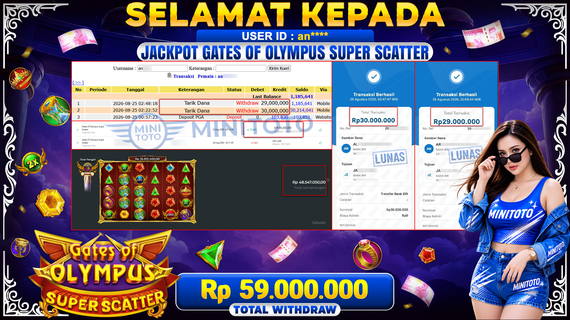 BUKTI JACKPOT GATES OF OLYMPUS SUPER SCATTER - PRAGMATIC PLAY